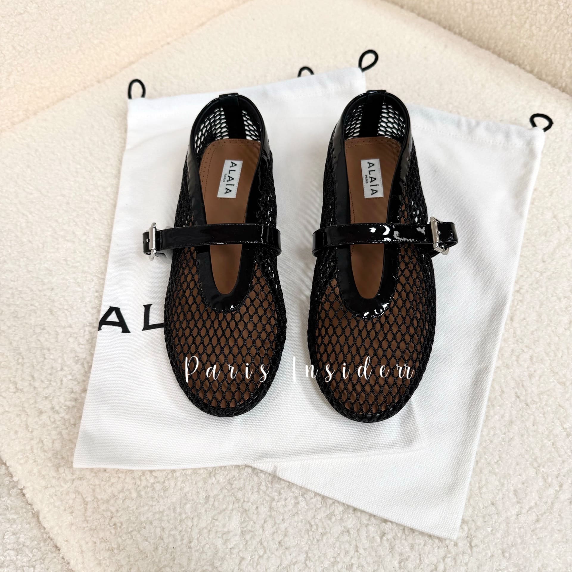 Alaia Ballet Flats in Fishnet - Black 黑