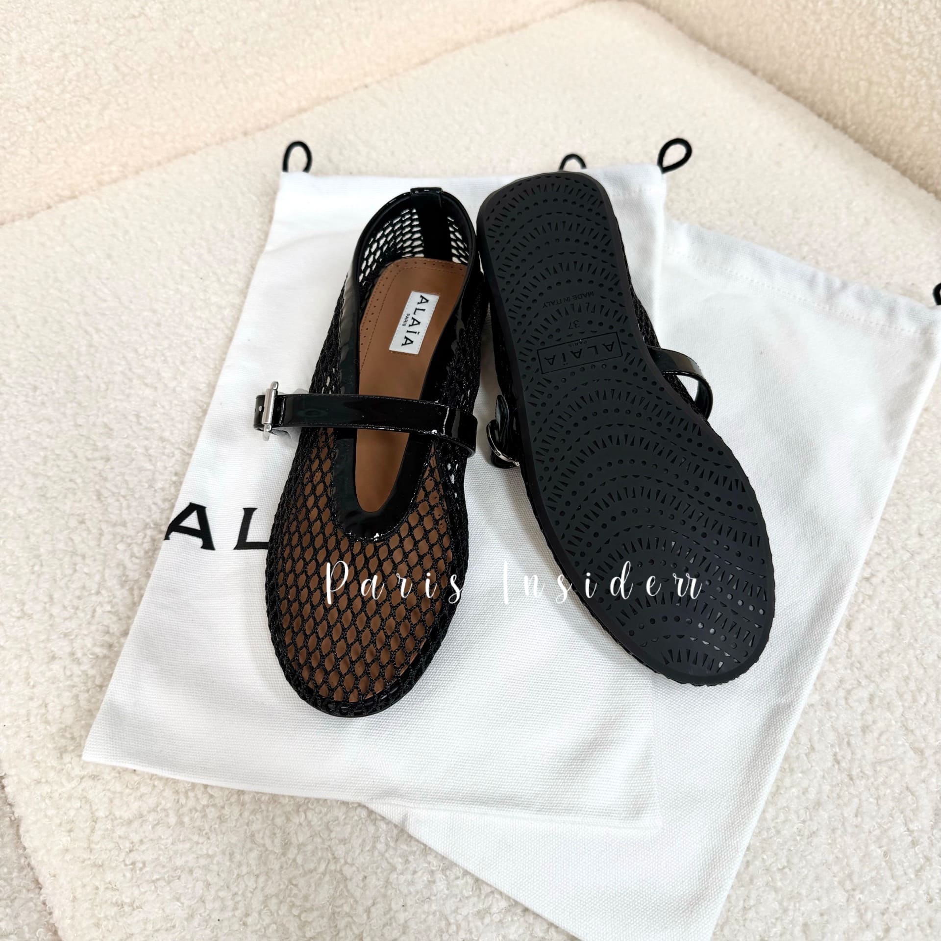 Alaia Ballet Flats in Fishnet - Black 黑 - Image 2