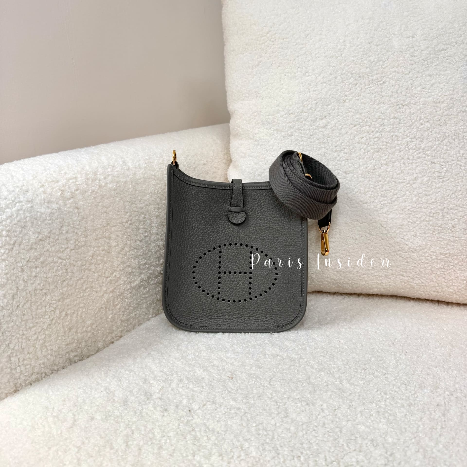 Hermes Mini Evelyne Gris Meyer GHW