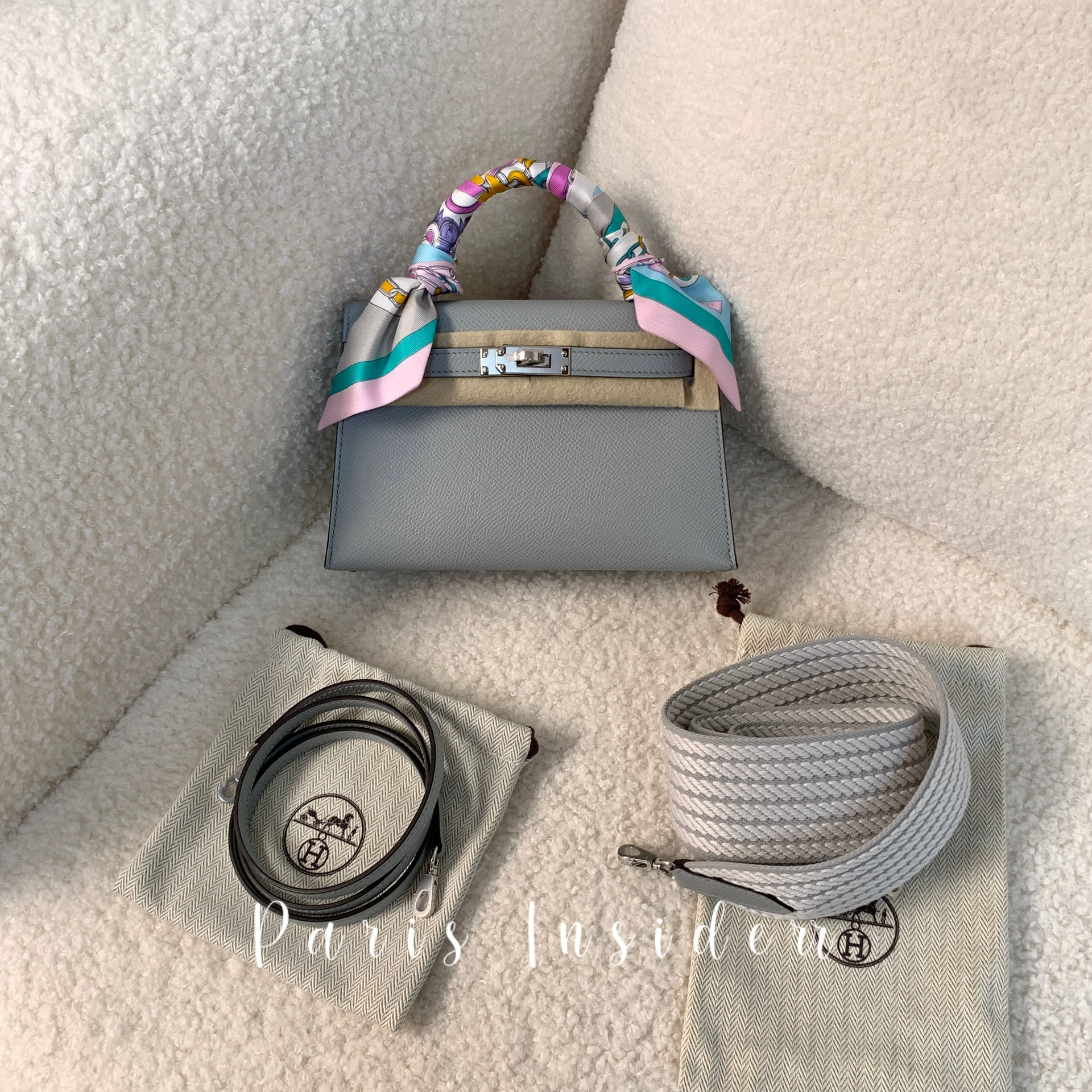Hermes mini Kelly II - 8U Bleu Glacier CK