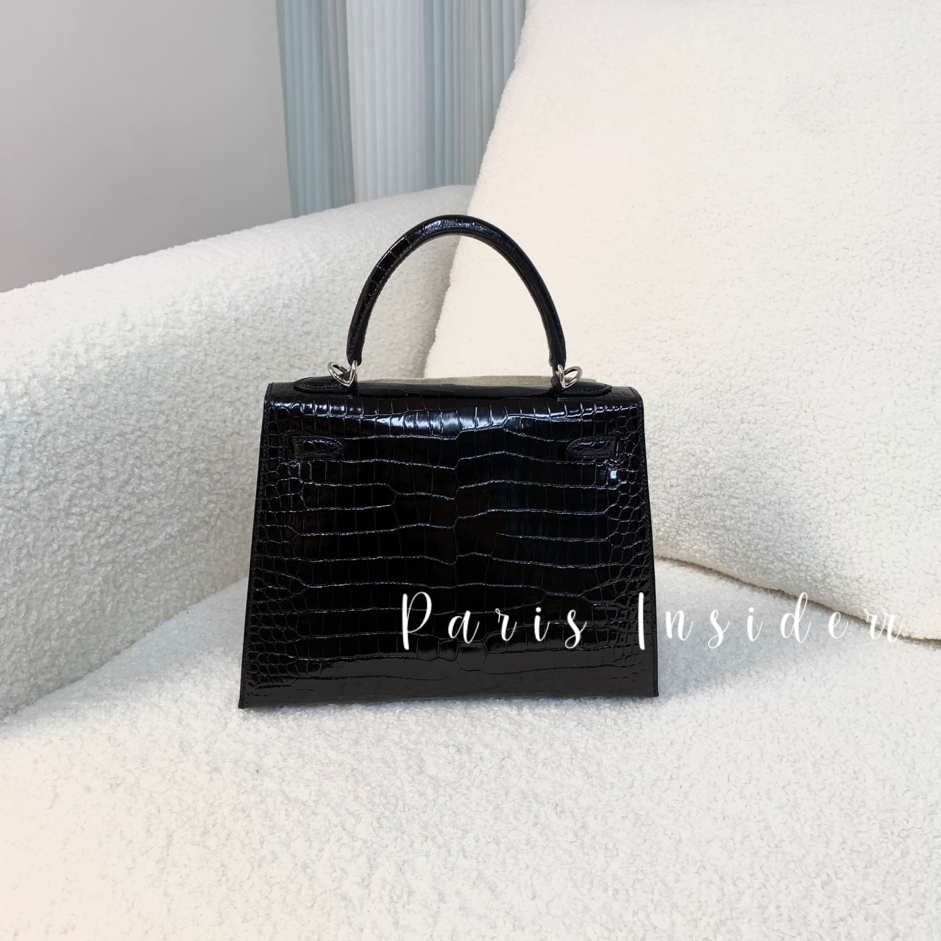 HERMES Kelly 25 - 89 noir (shiny alligator) CK - Image 3