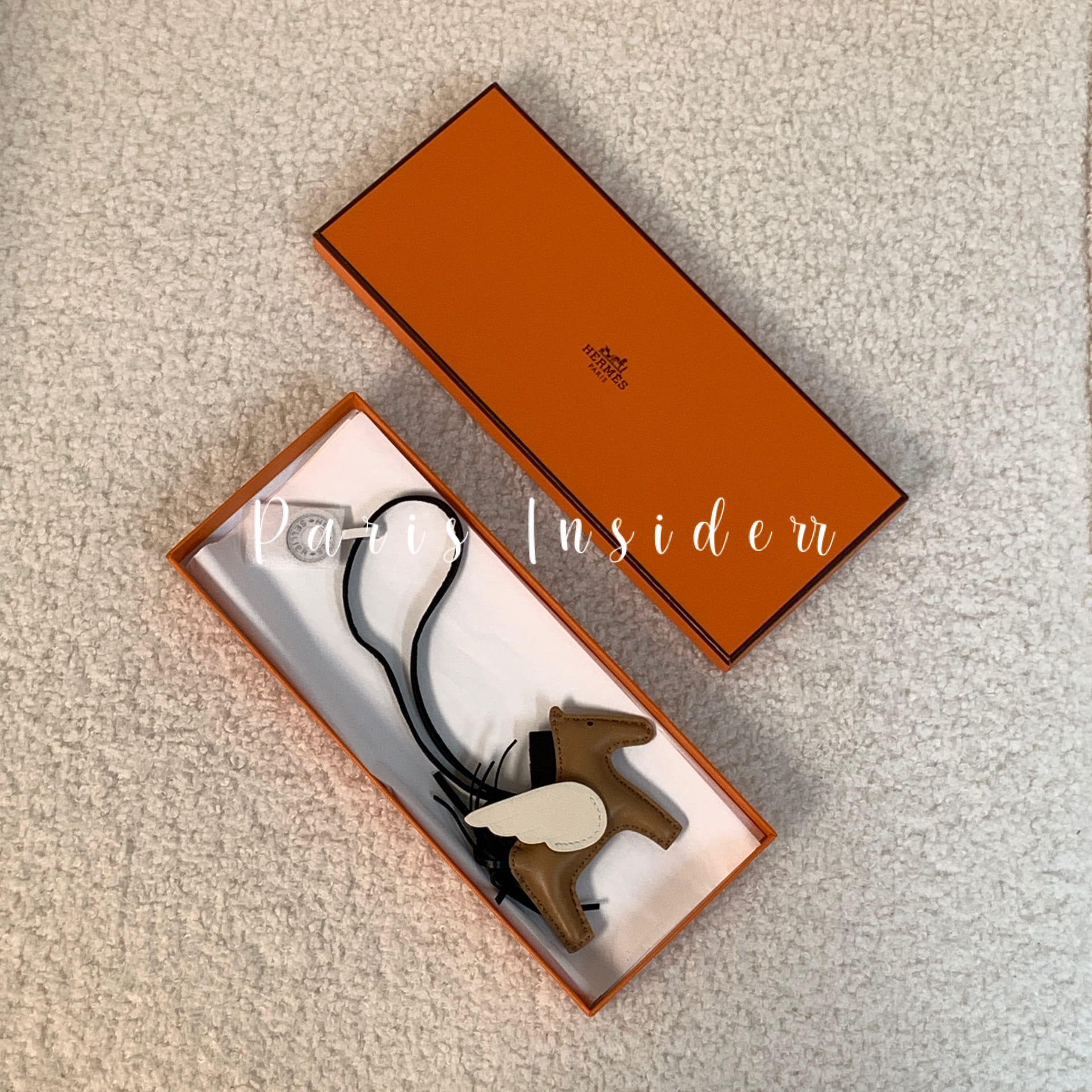 Hermes swift Rodeo Pegase charm - sesame / noir / nata