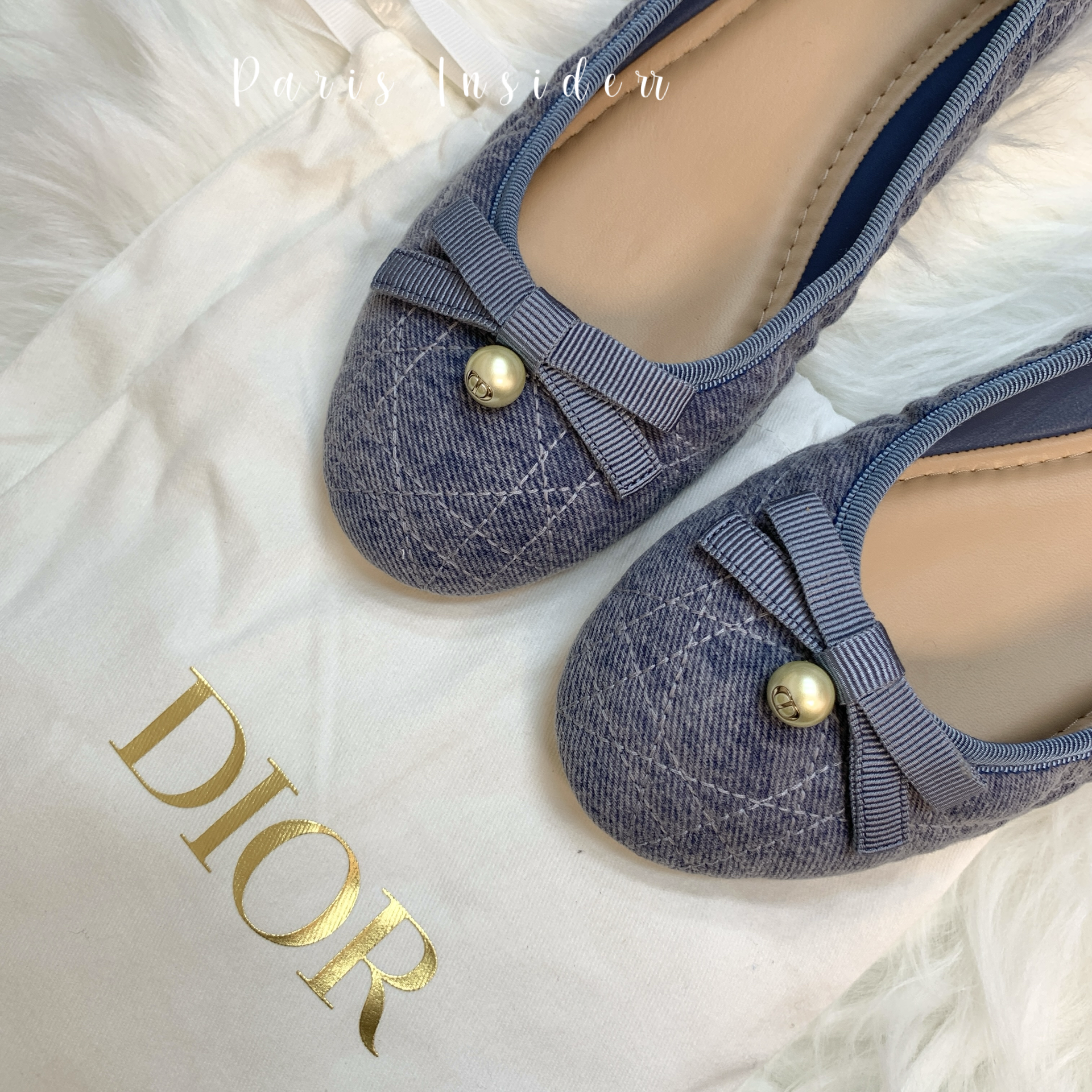 Dior Ballet Flats - Blue Cannage Embroidered Denim 牛仔藍 - Image 2