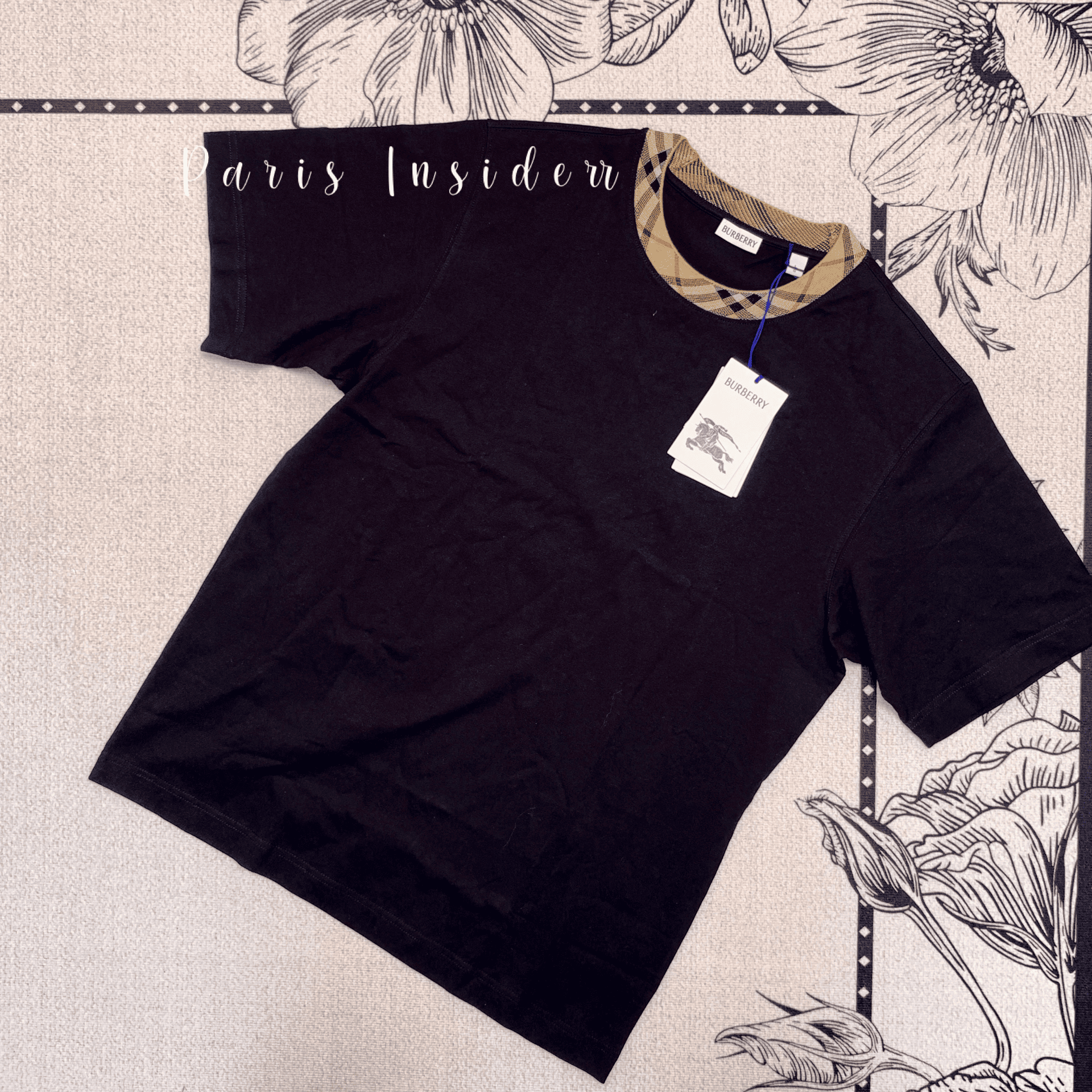 Burberry check Trim cotton T-shirt - black - Image 2