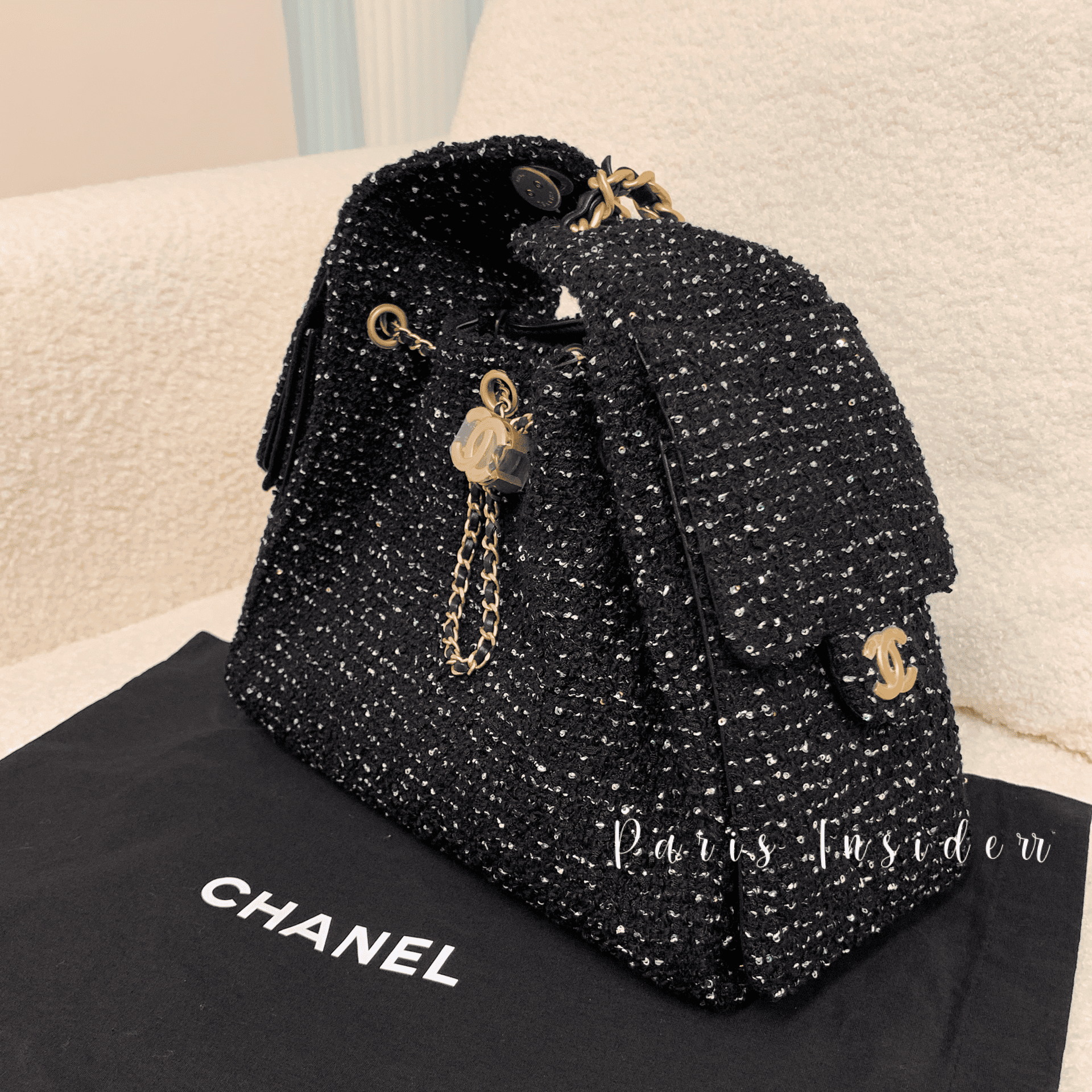 Chanel 25 Hobo Bag 25A Tweed Glitter - black 黑色AS5293 - Image 2