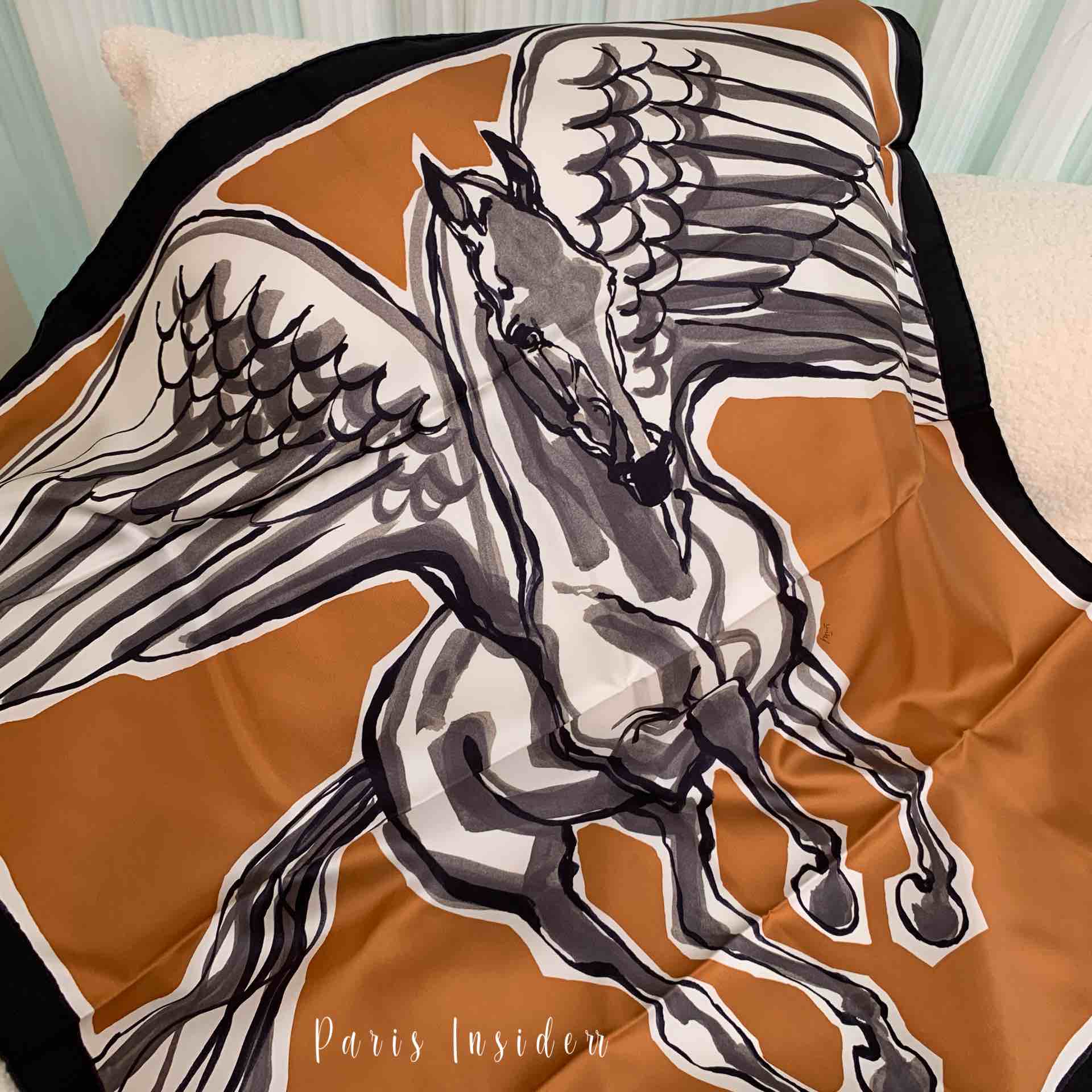 Hermes 90 "Libre Comme Pegase" silk Scarf - Orange 橙 - Image 3