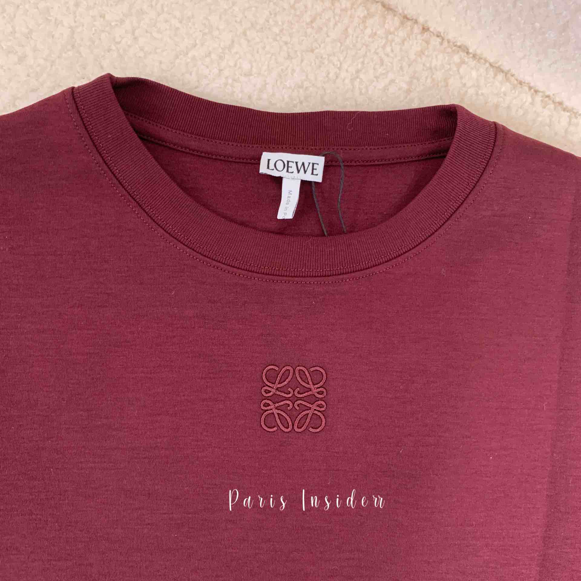 Loewe asymmetric T-shirt in cotton blend - burgundy酒紅