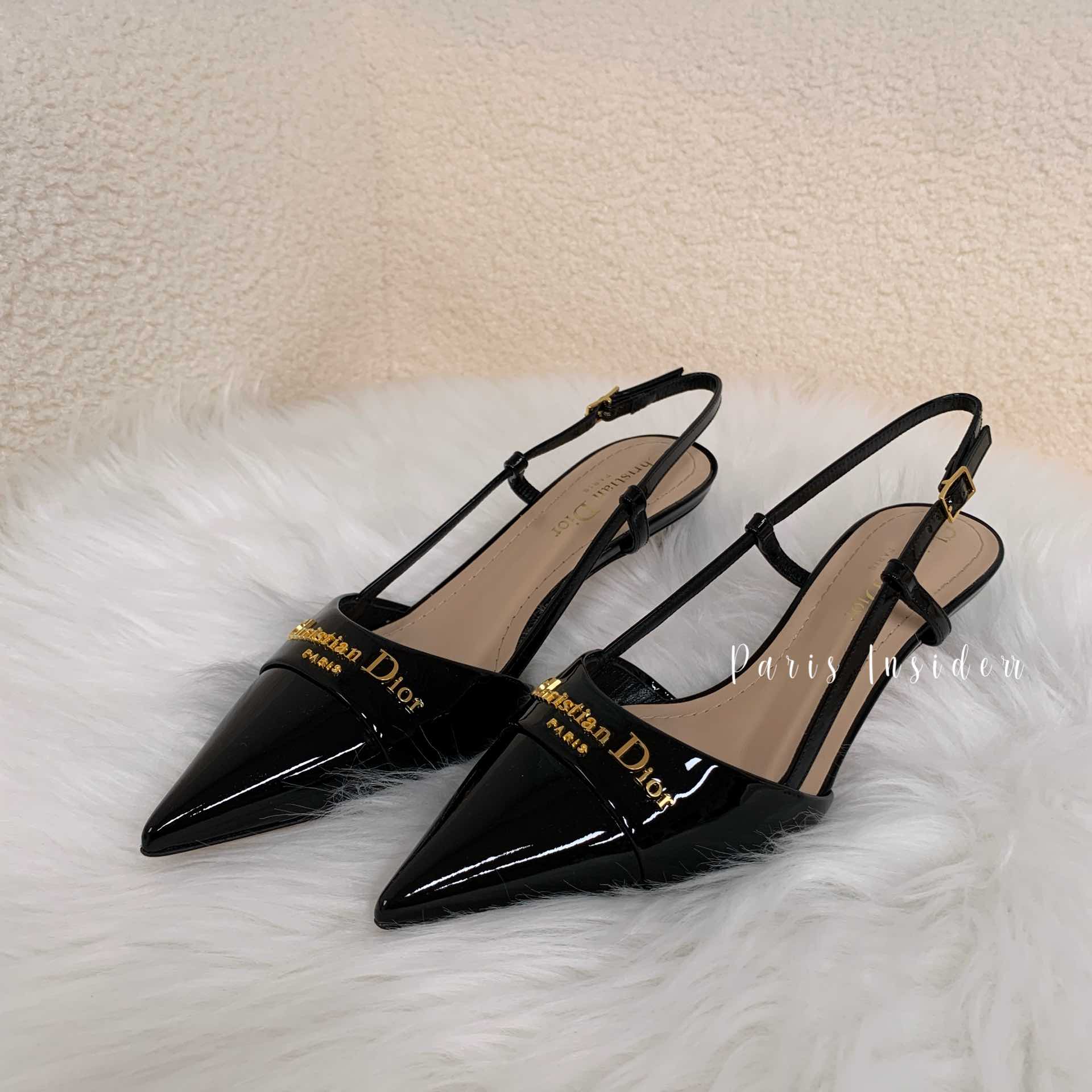 Dior my dior patent slingback Pump - black 黑