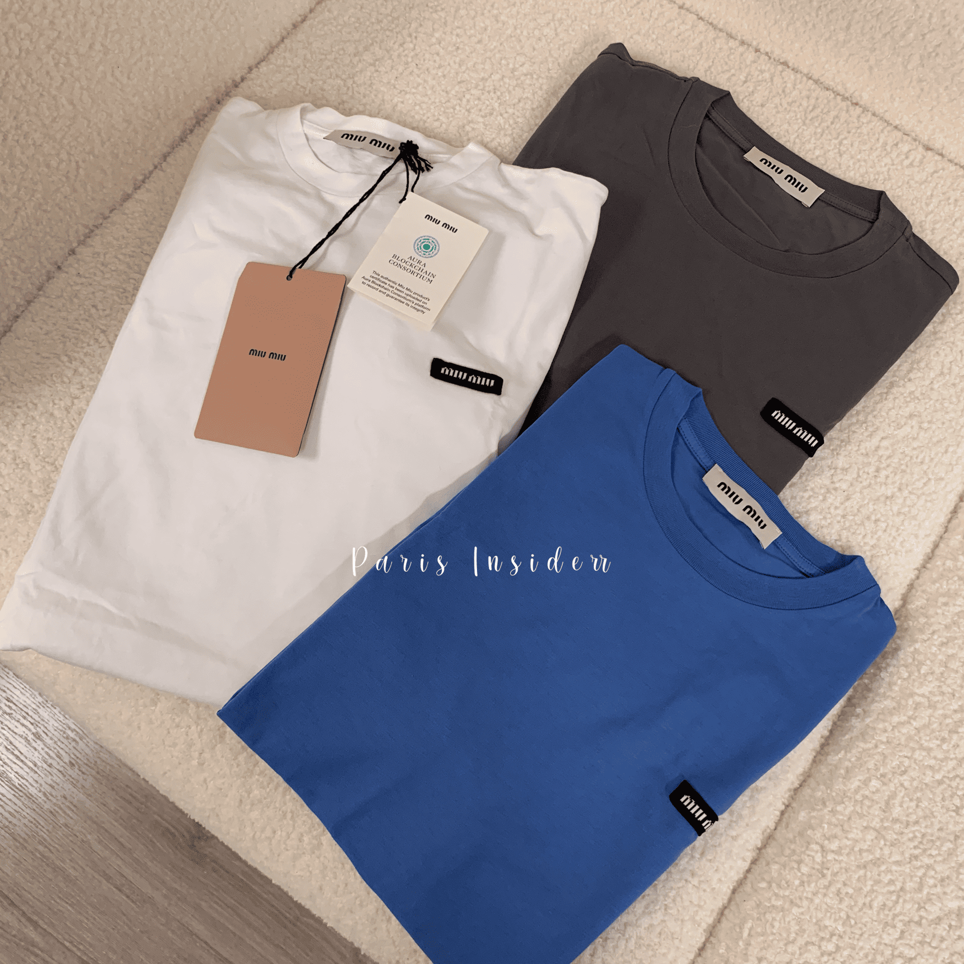 Miu miu cotton T shirt - white/blue/grey 白/藍/灰
