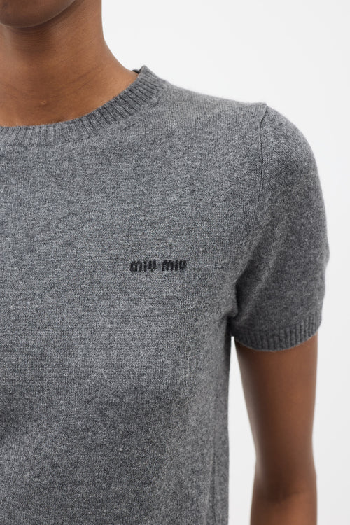 Miu Miu logo-intarsia Cashmere sweater - grey - Image 4