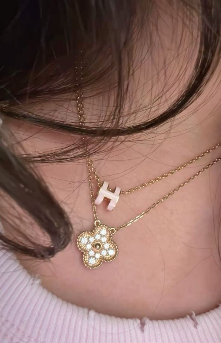 HERMES Mini Pop H necklace - Rose Églantine (pink x gold) - Image 3