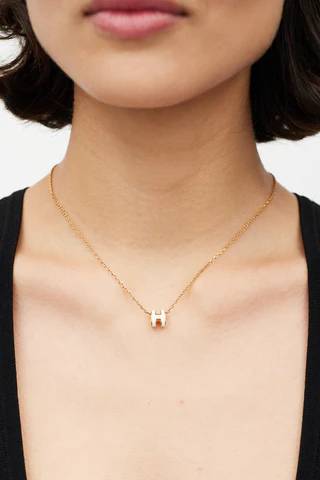 HERMES Mini Pop H necklace - Blanc (white x gold) - Image 2