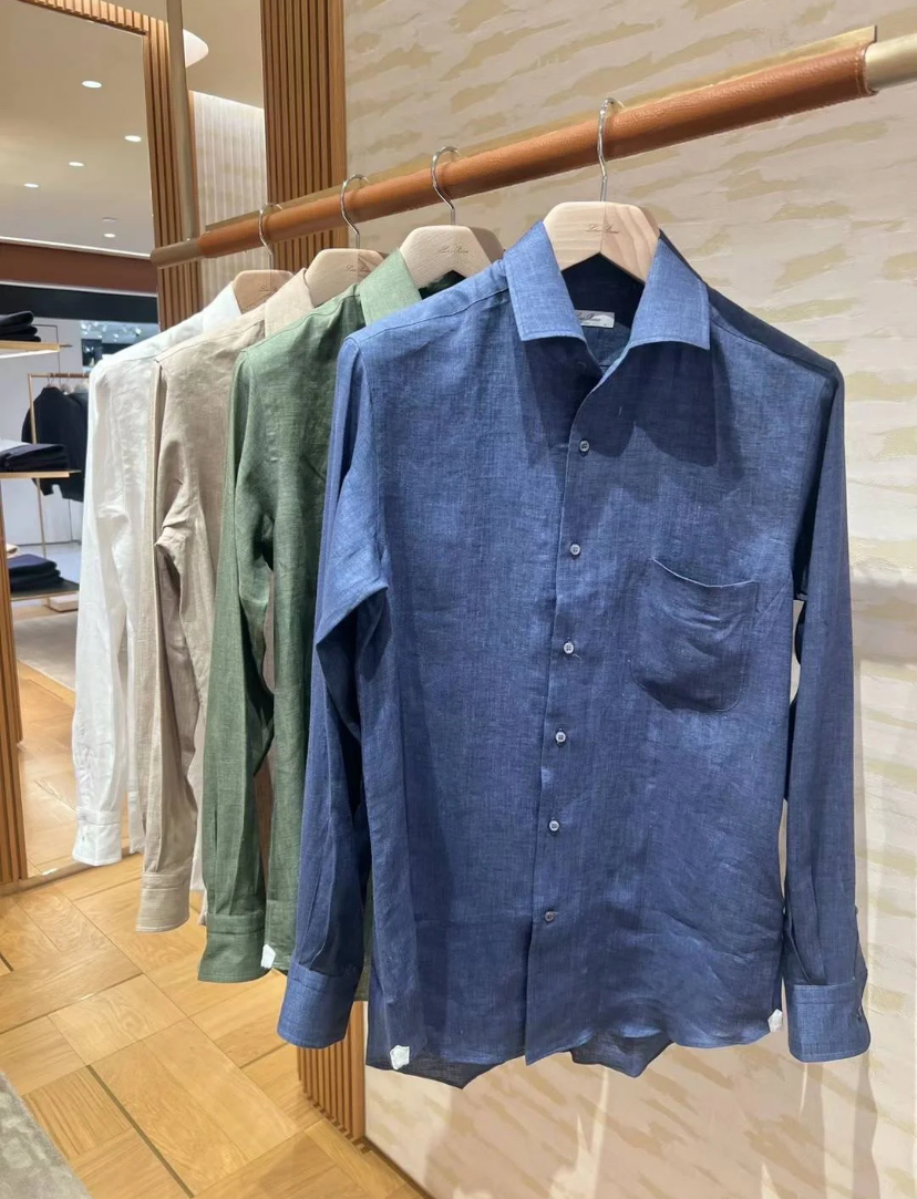 Loro Piana André Arizona Linen Shirt - Kurume Blue 藏青色 - Image 3