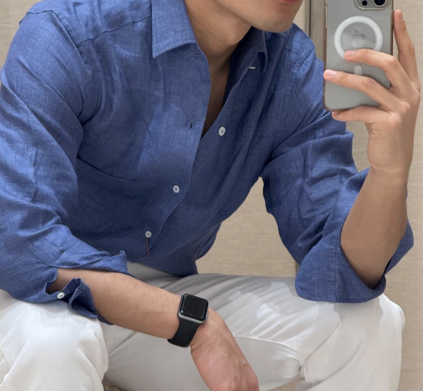 Loro Piana André Arizona Linen Shirt - Kurume Blue 藏青色 - Image 4