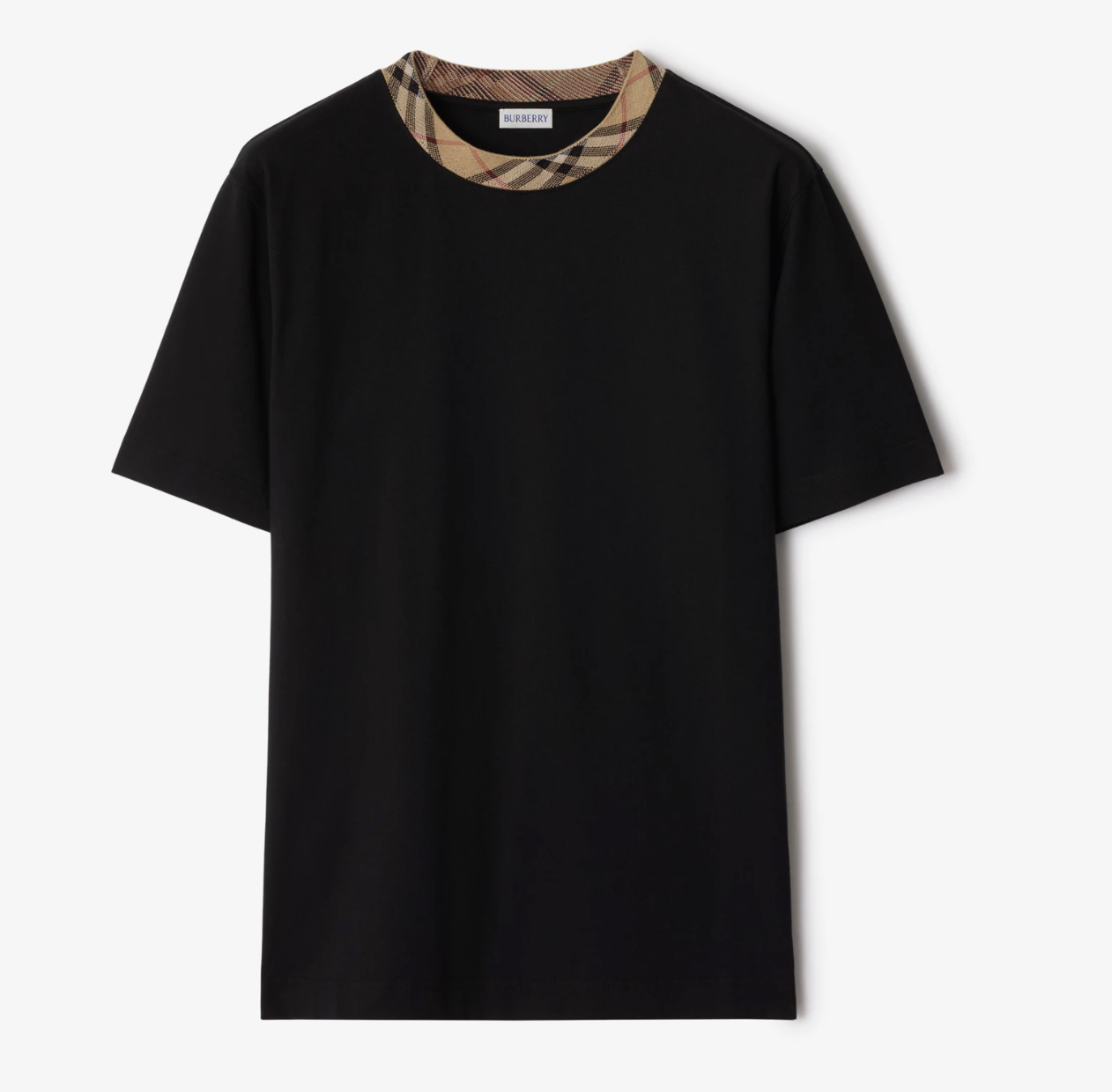 Burberry check Trim cotton T-shirt - black - Image 3