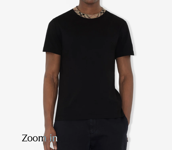 Burberry check Trim cotton T-shirt - black - Image 4