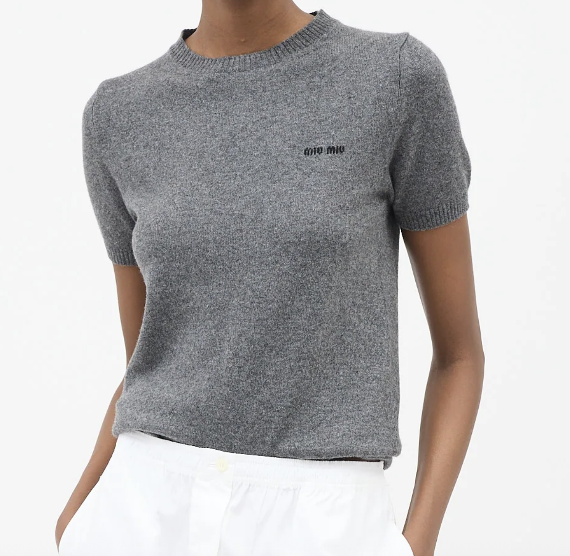 Miu Miu logo-intarsia Cashmere sweater - grey - Image 3