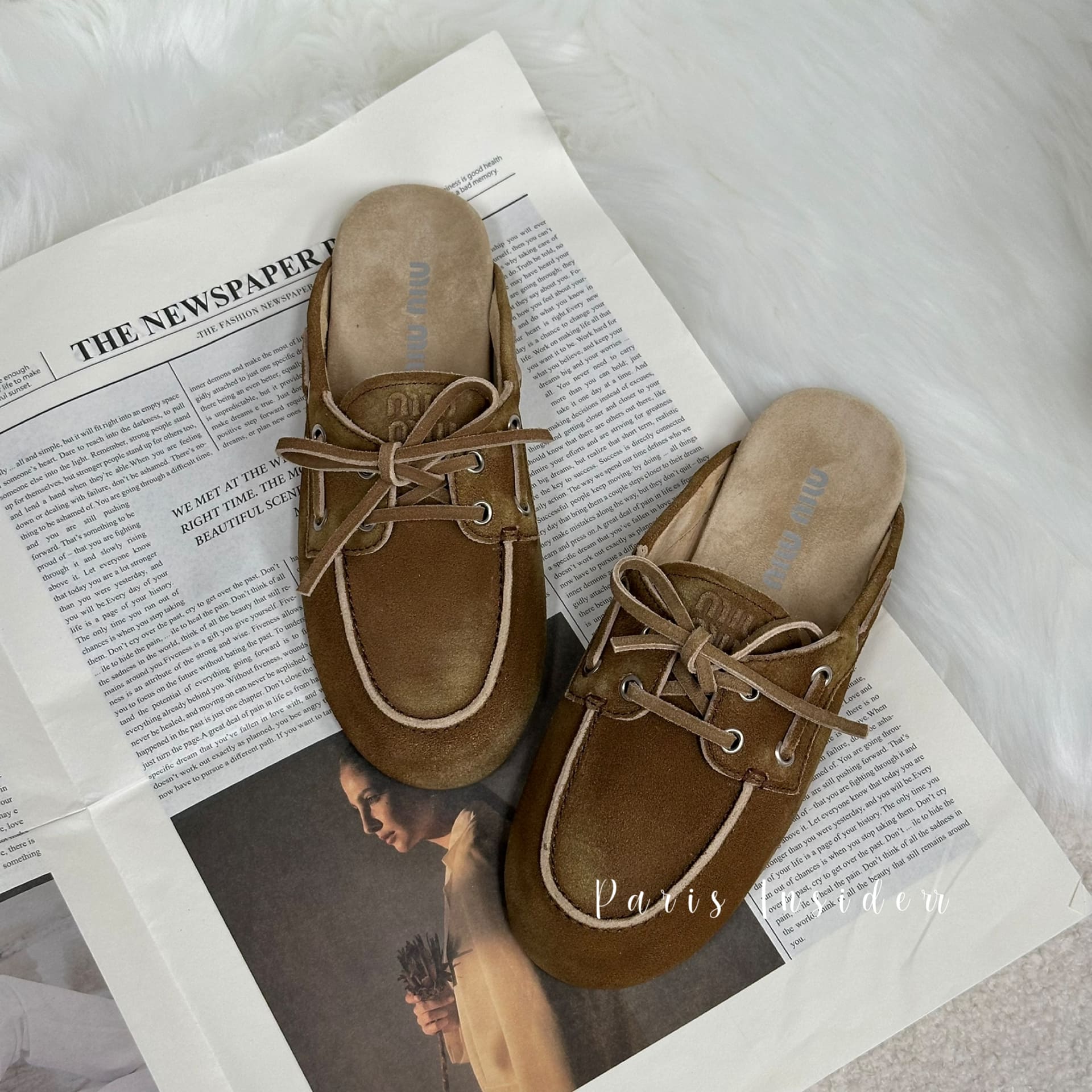 Miu Miu Faded suede mules - olive brown 橄欖棕