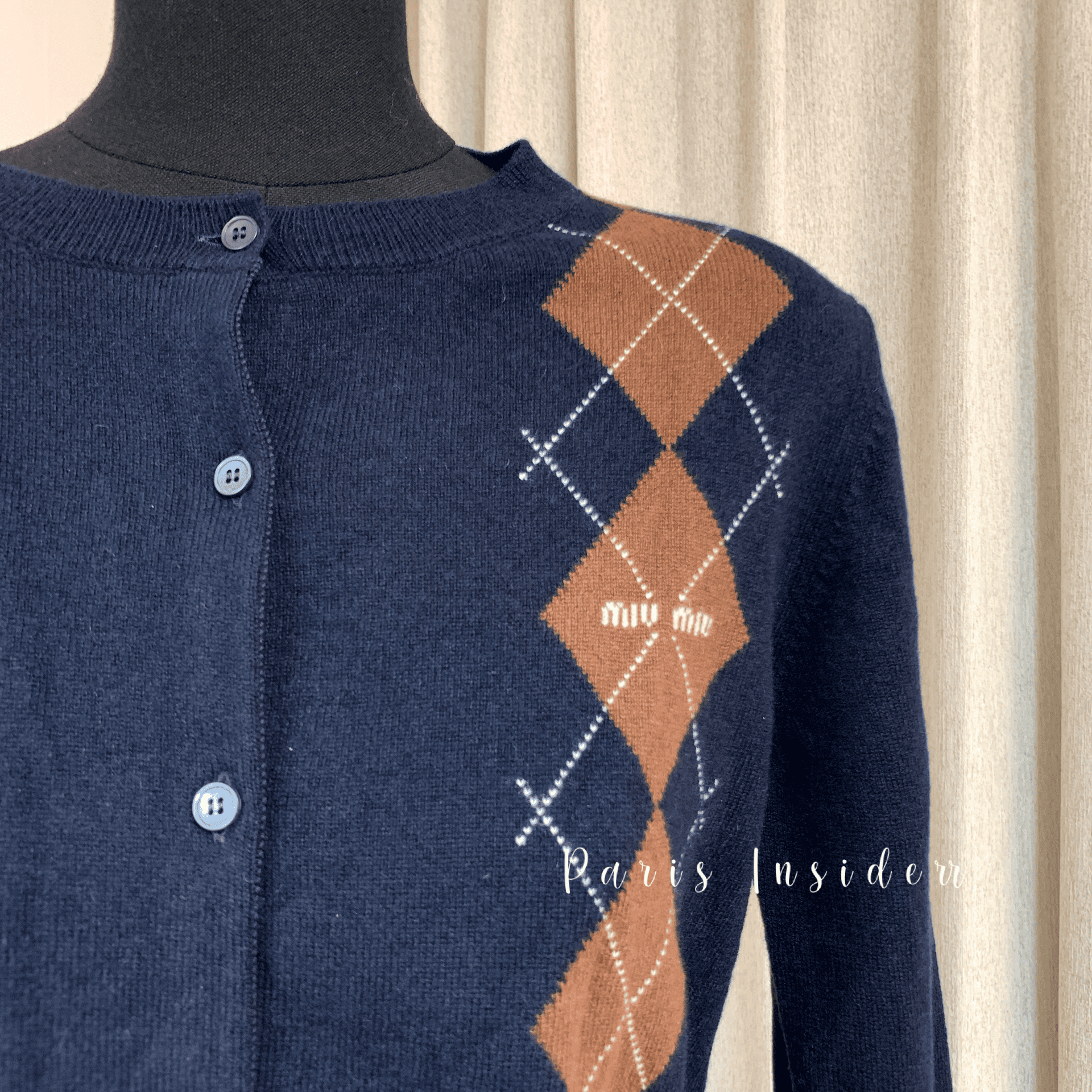 Miu Miu argyle intarsia-knit cardigan - Image 2