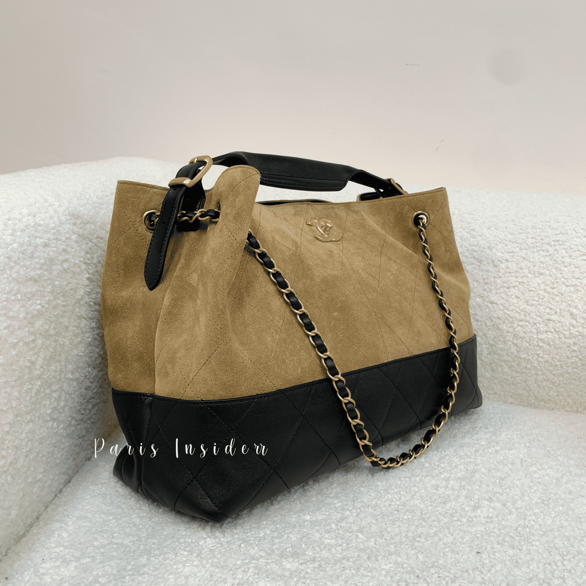 Chanel 25A shopping bag AS5657 - beige/ black 米/黑 - Image 3