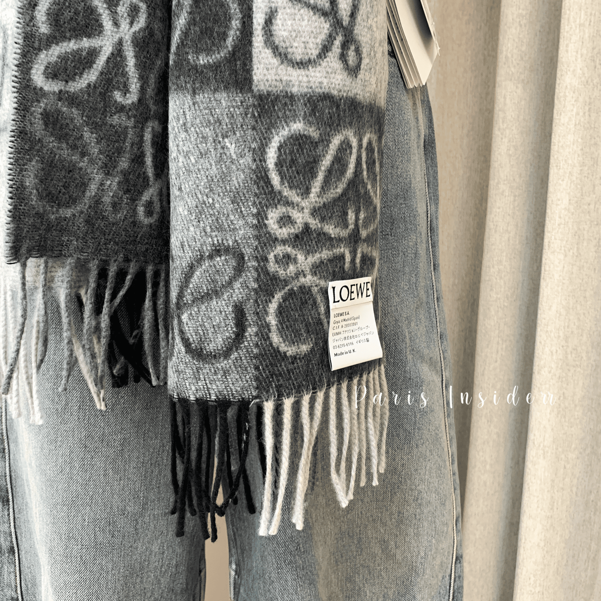 Loewe Anagram Scarf - black/gray 黑灰 - Image 3