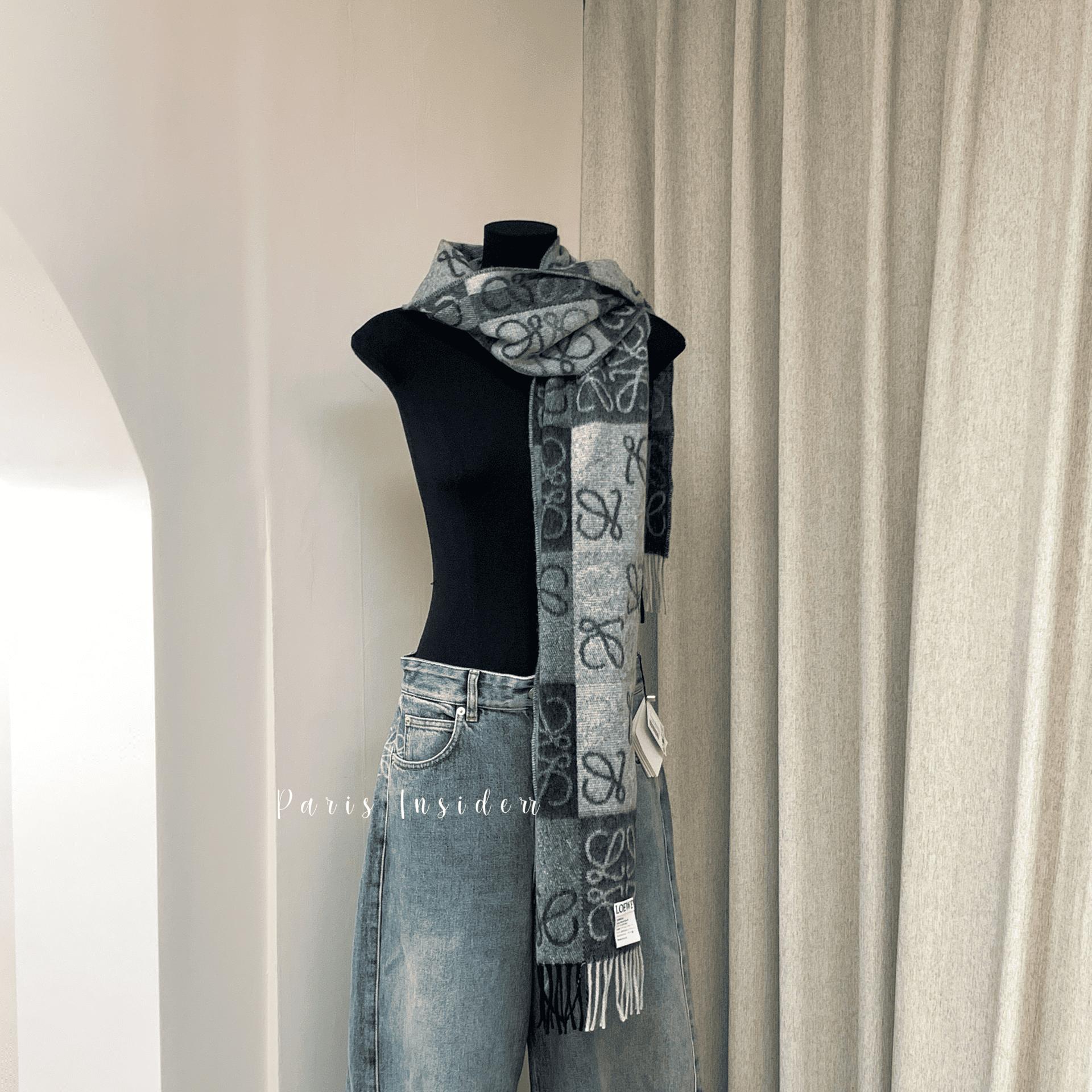 Loewe Anagram Scarf - black/gray 黑灰