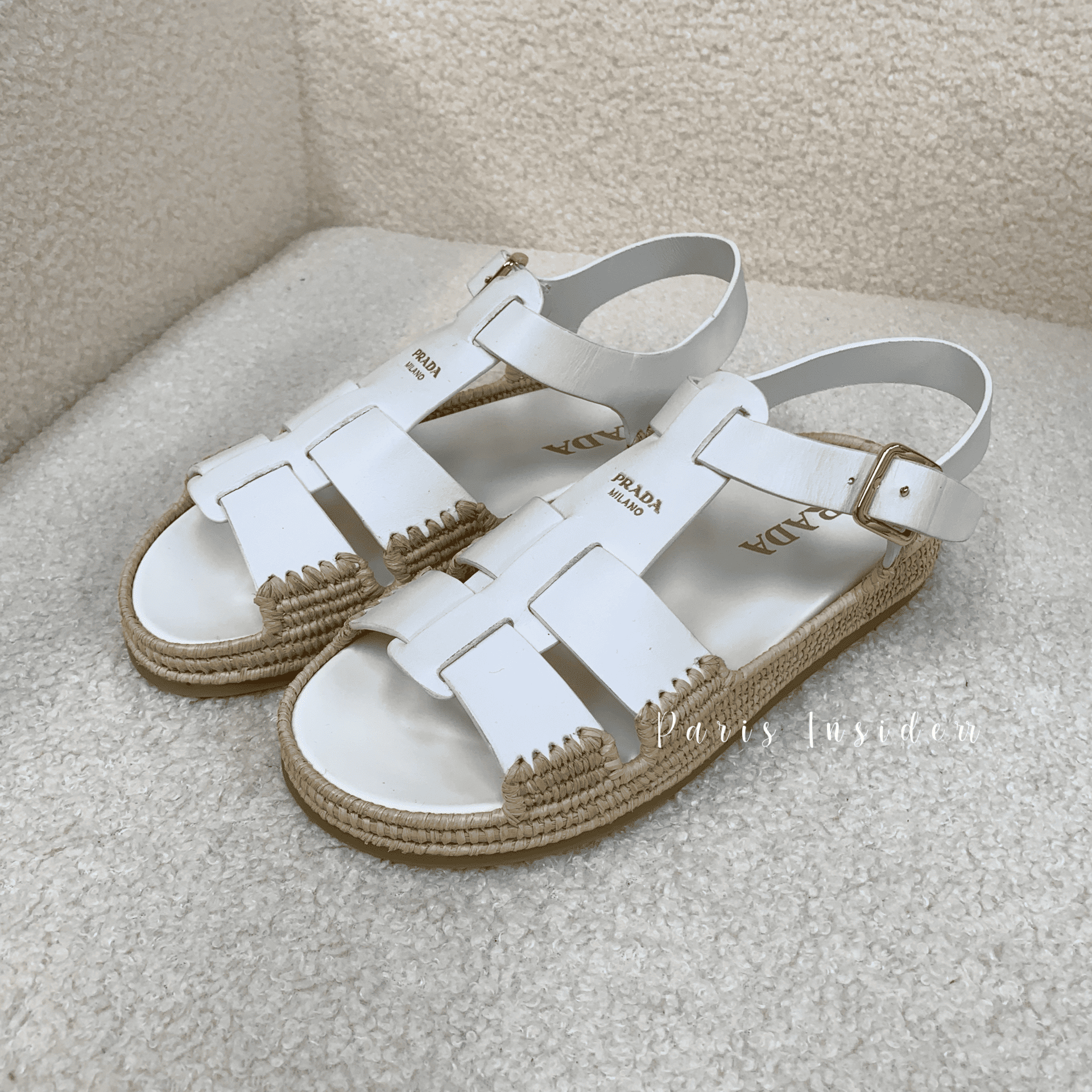 Prada leather sandals - white 白