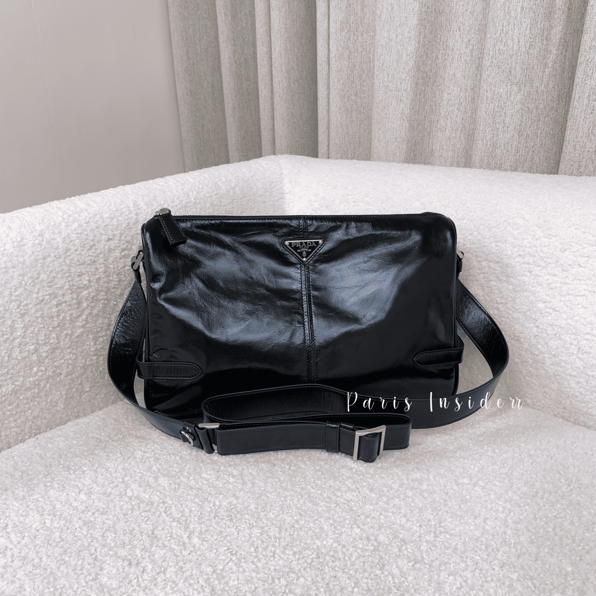 Prada leather shoulder bag - black 黑