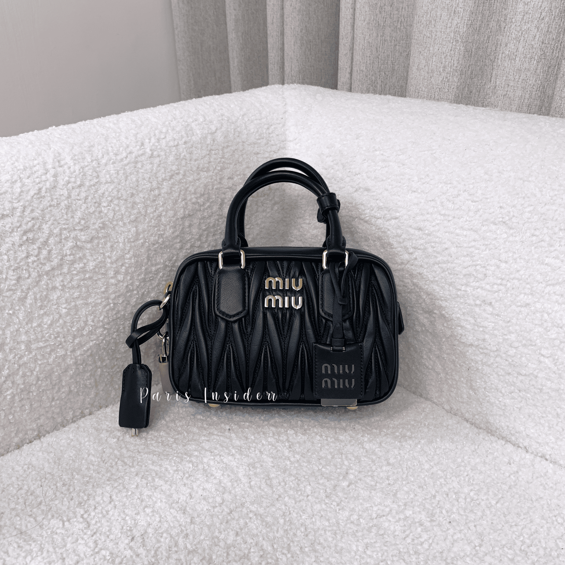 Miu Miu mini Arcadie Matelassé Nappa Leather Bag - black 黑 - Image 2