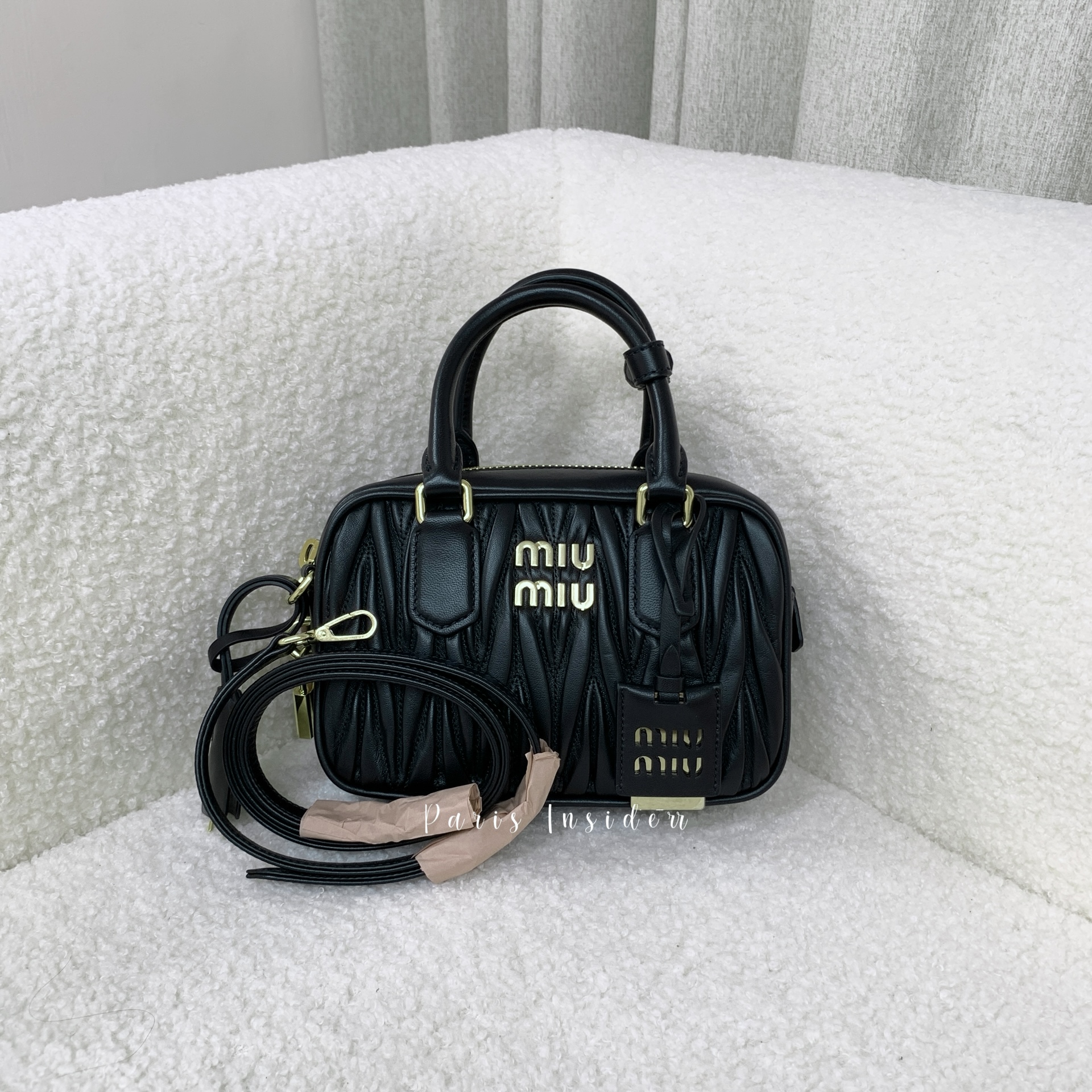 Miu Miu mini Arcadie Matelassé Nappa Leather Bag - black 黑