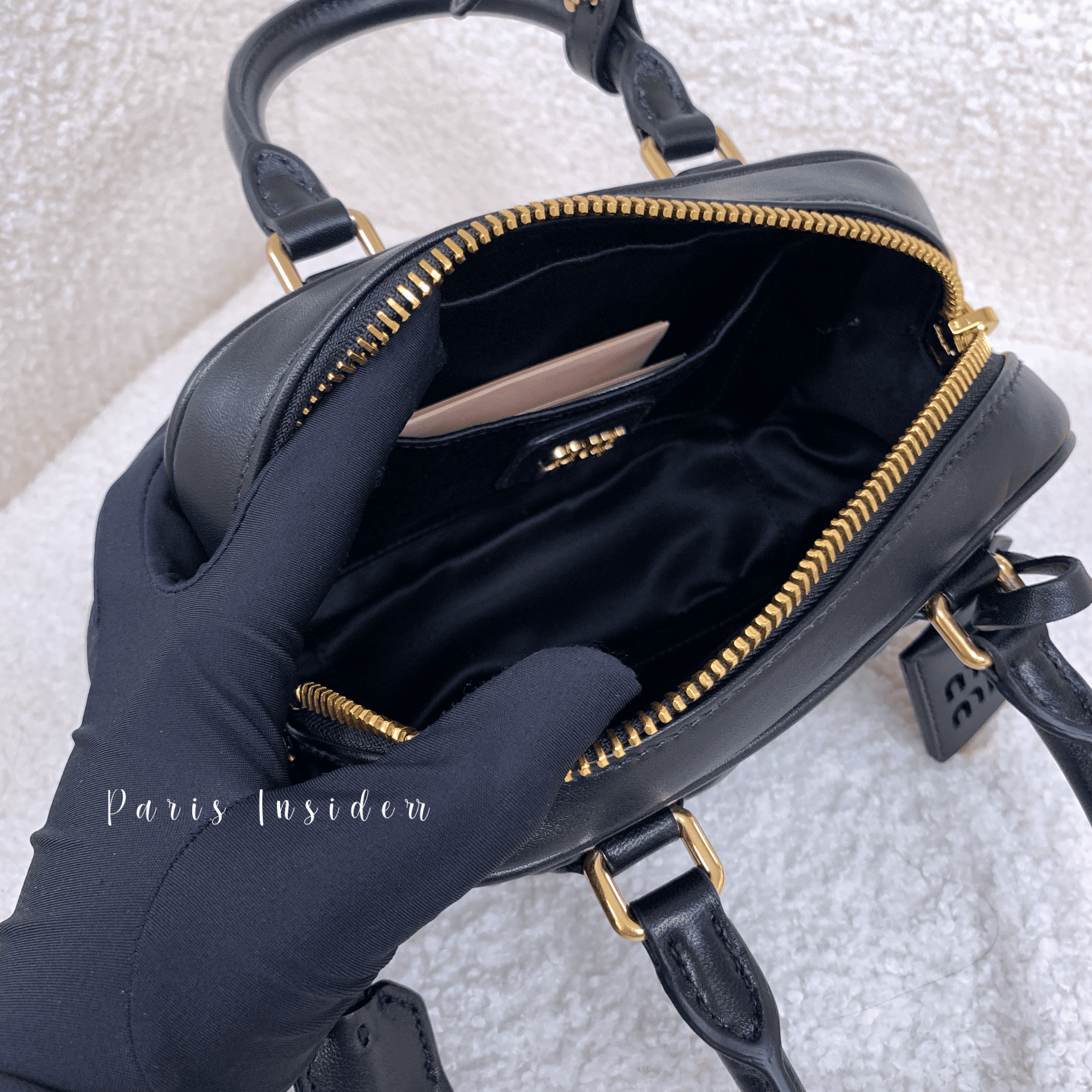 Miu Miu mini Arcadie Matelassé Nappa Leather Bag - black 黑 - Image 4