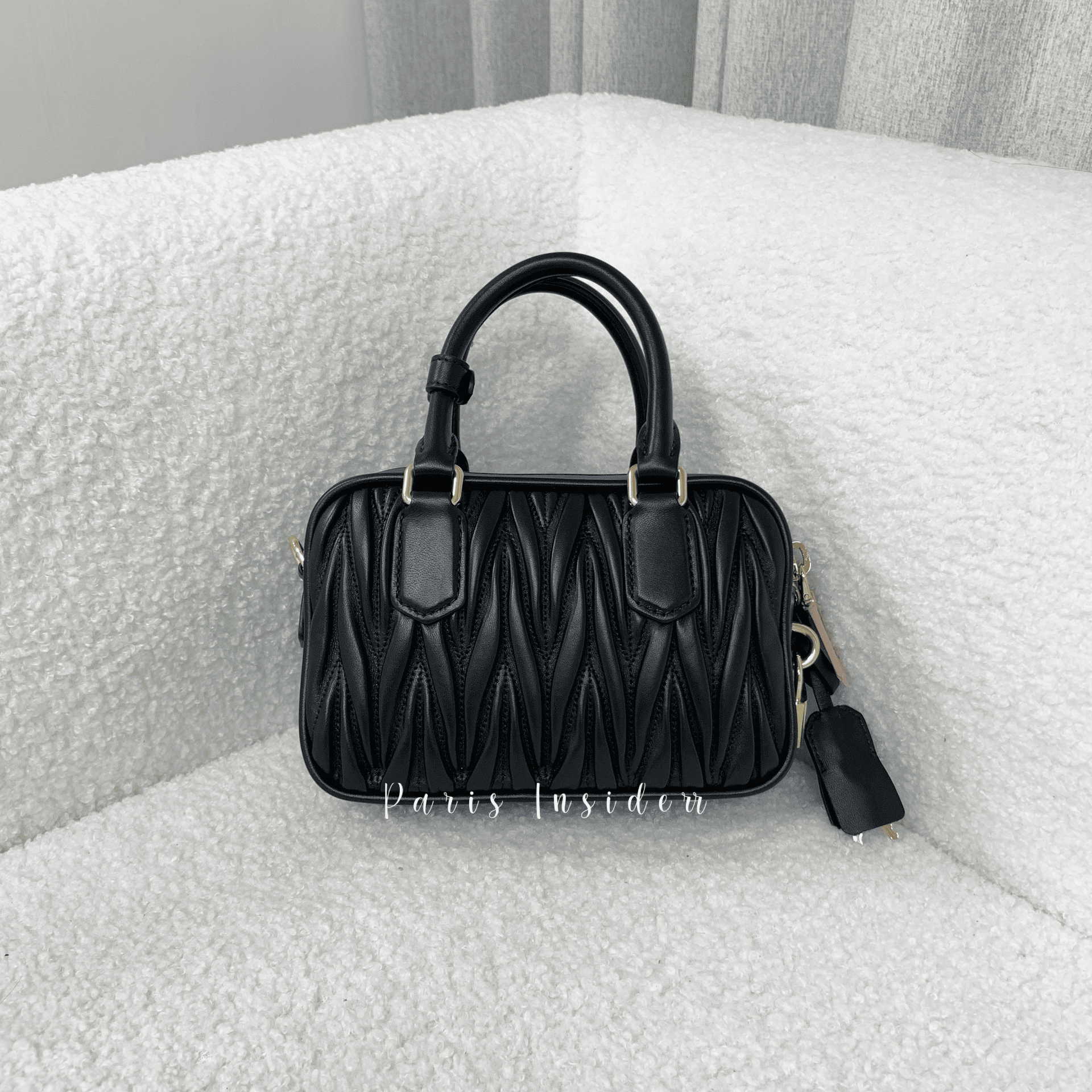 Miu Miu mini Arcadie Matelassé Nappa Leather Bag - black 黑 - Image 5