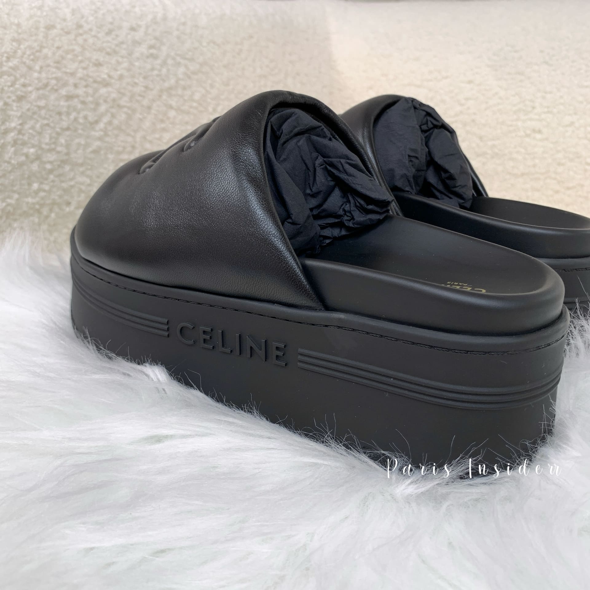 Celine Block Triomphe slippers - black 黑 - Image 4