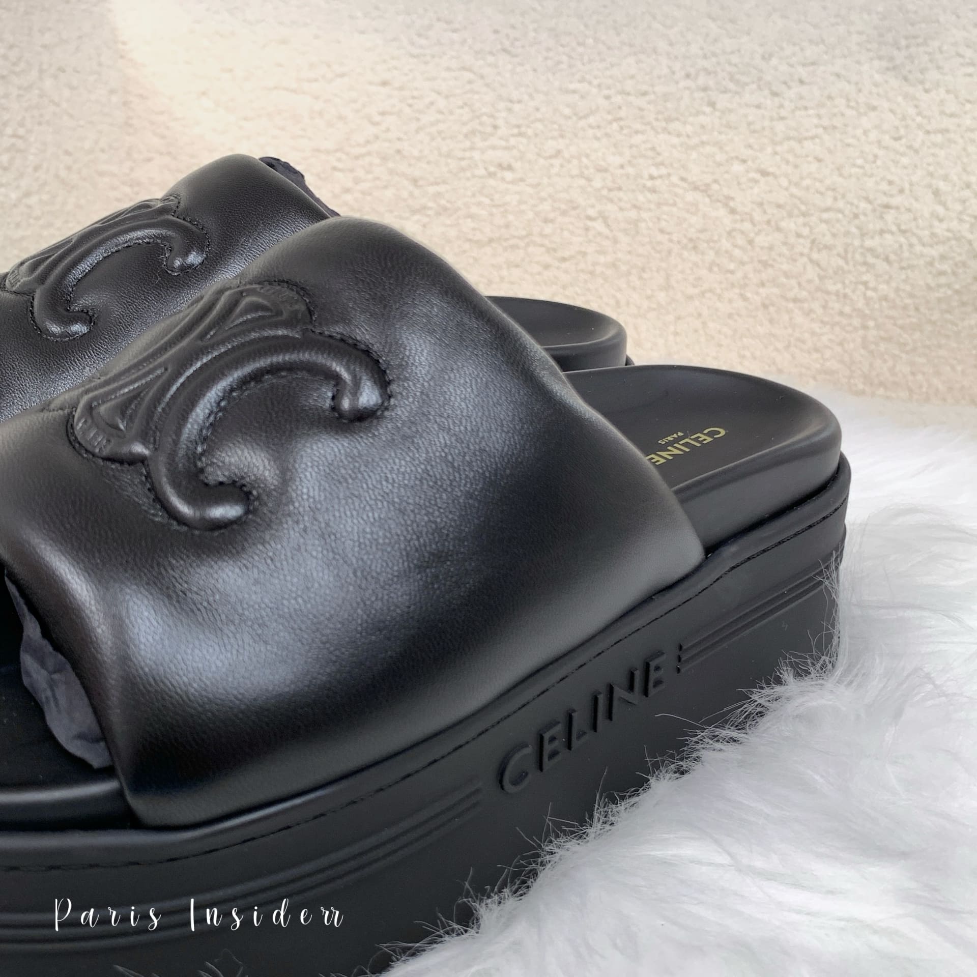 Celine Block Triomphe slippers - black 黑 - Image 3