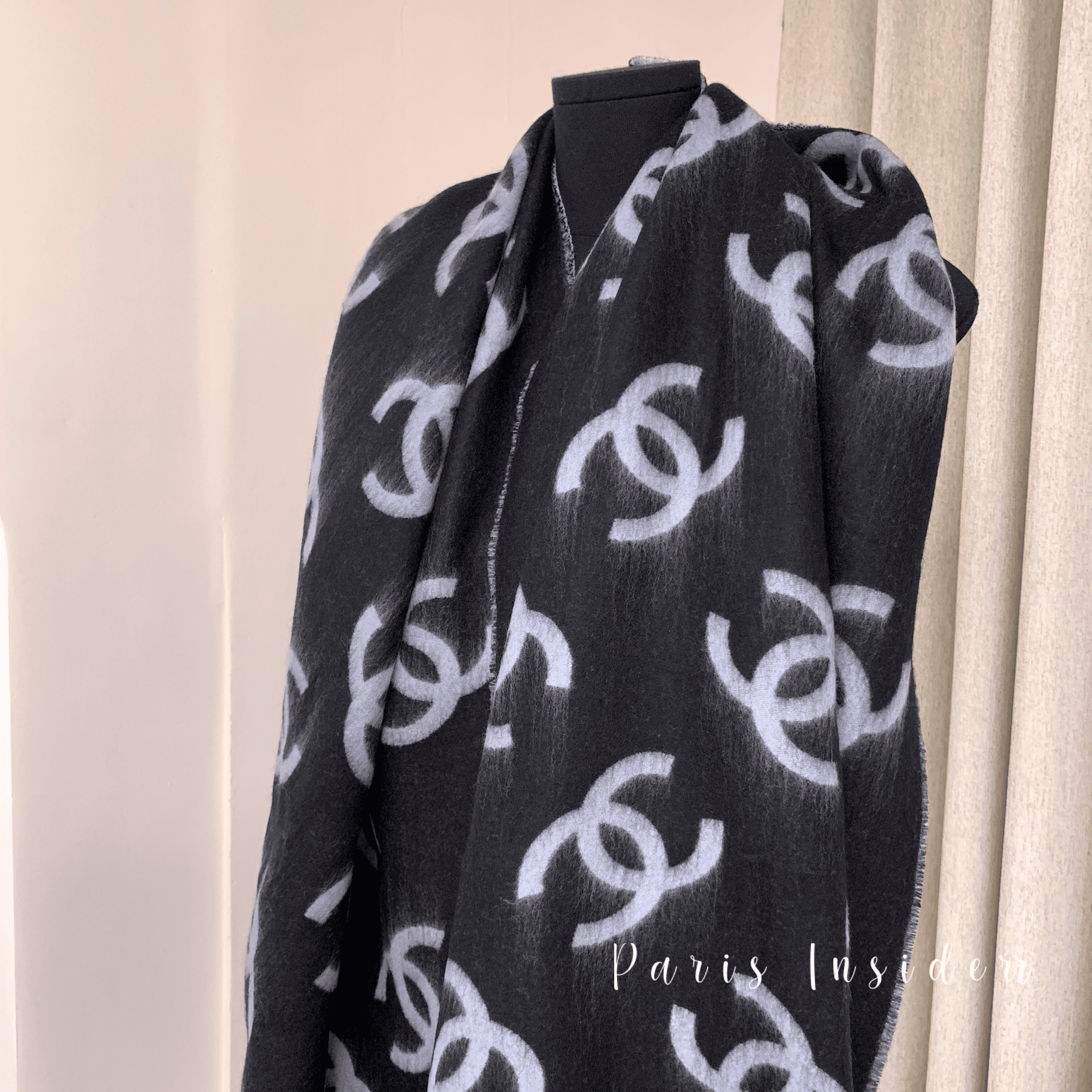 Chanel 25B reversible wool scarf AAB347 - black 黑 - Image 2