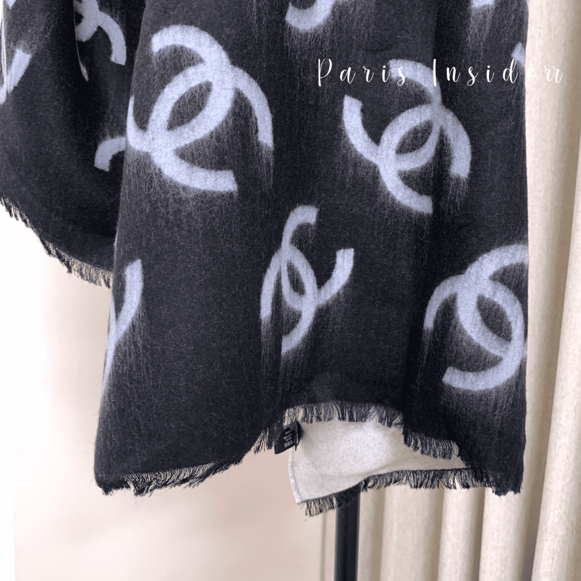 Chanel 25B reversible wool scarf AAB347 - black 黑 - Image 4