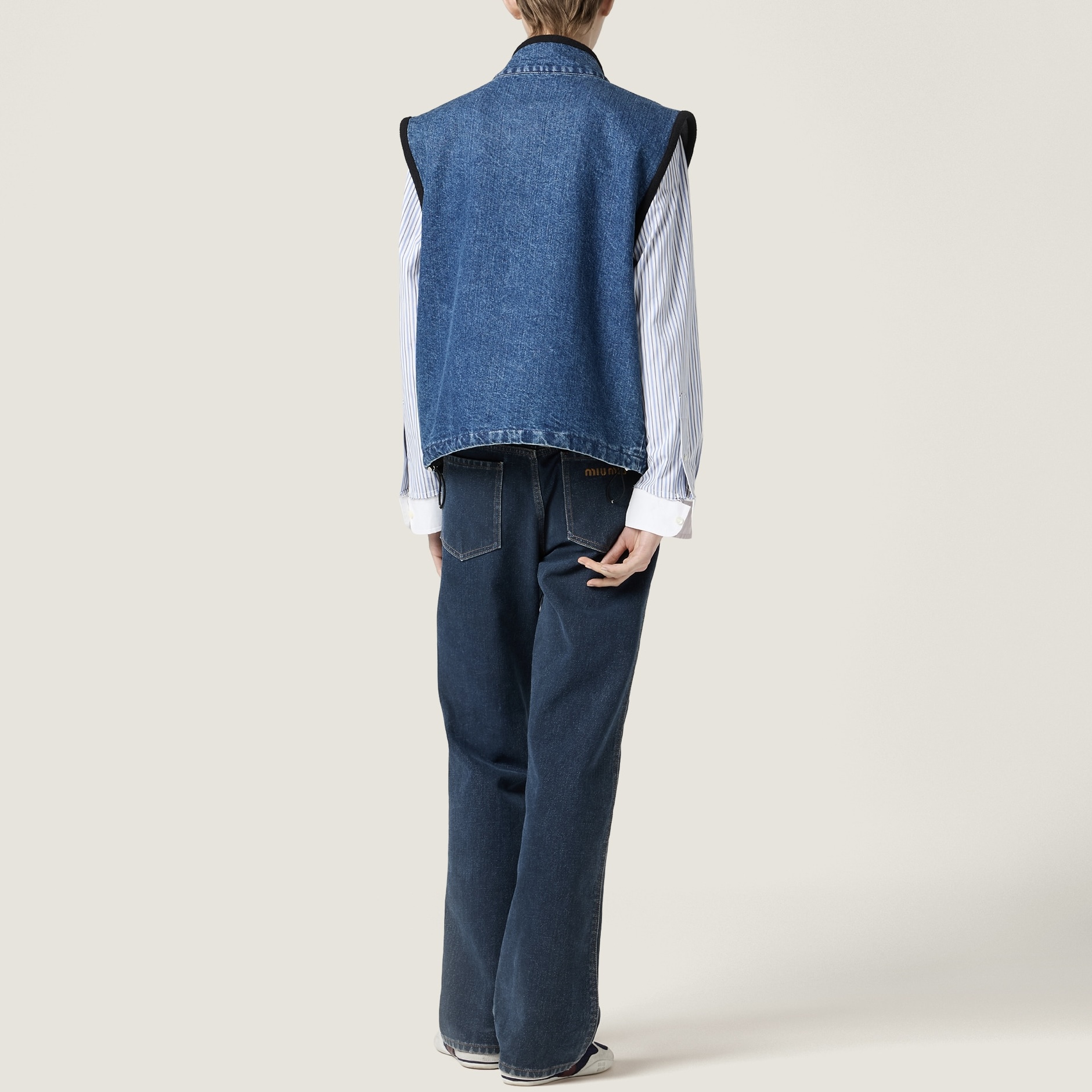 Miu Miu Cashmere Denim Blouson Vest - Navy - Image 4