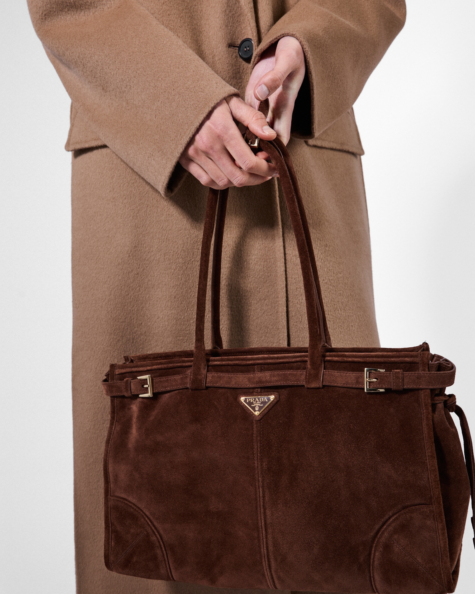 Prada Bonnie large suede handbag - Cocoa Brown 可可棕 - Image 6