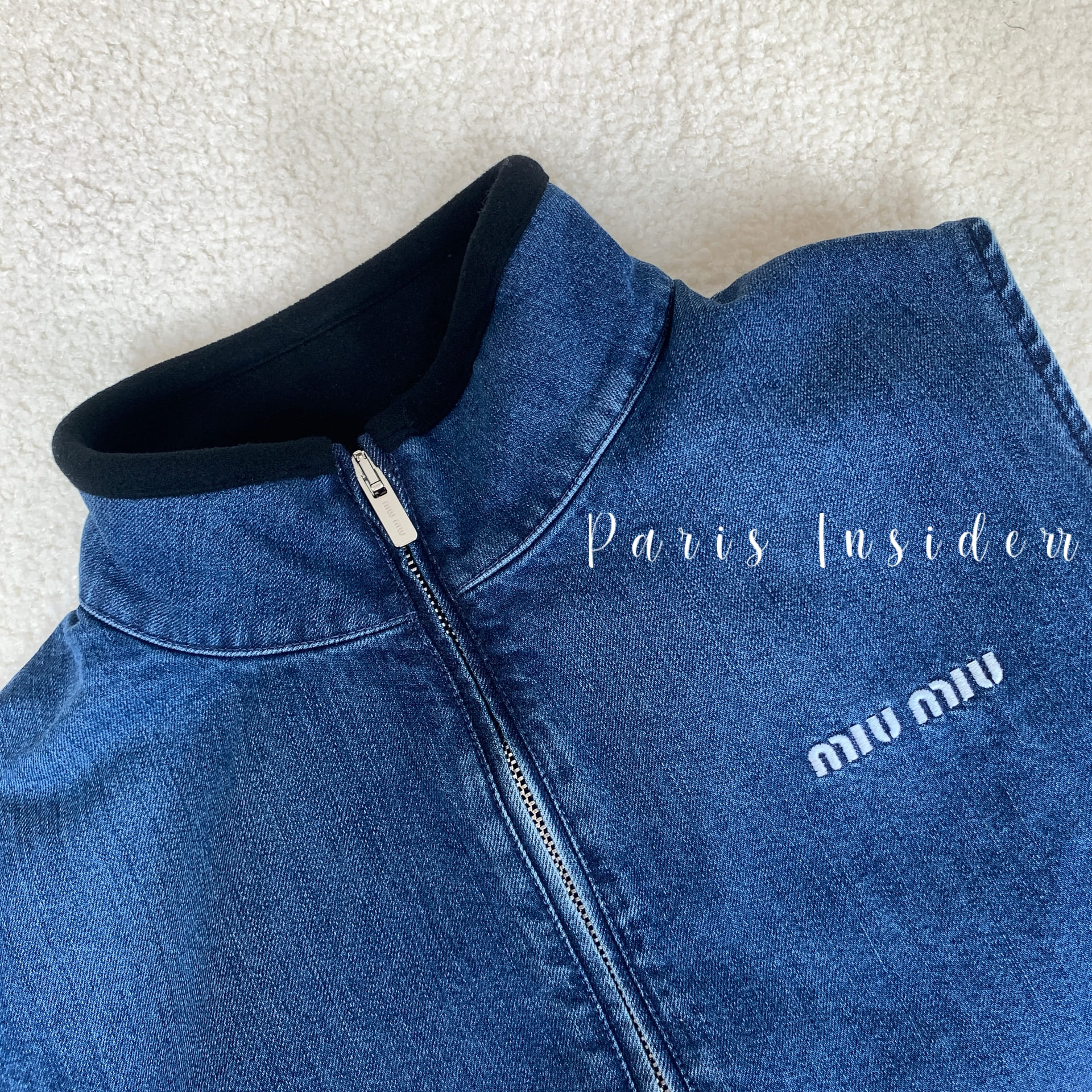 Miu Miu Cashmere Denim Blouson Vest - Navy - Image 2