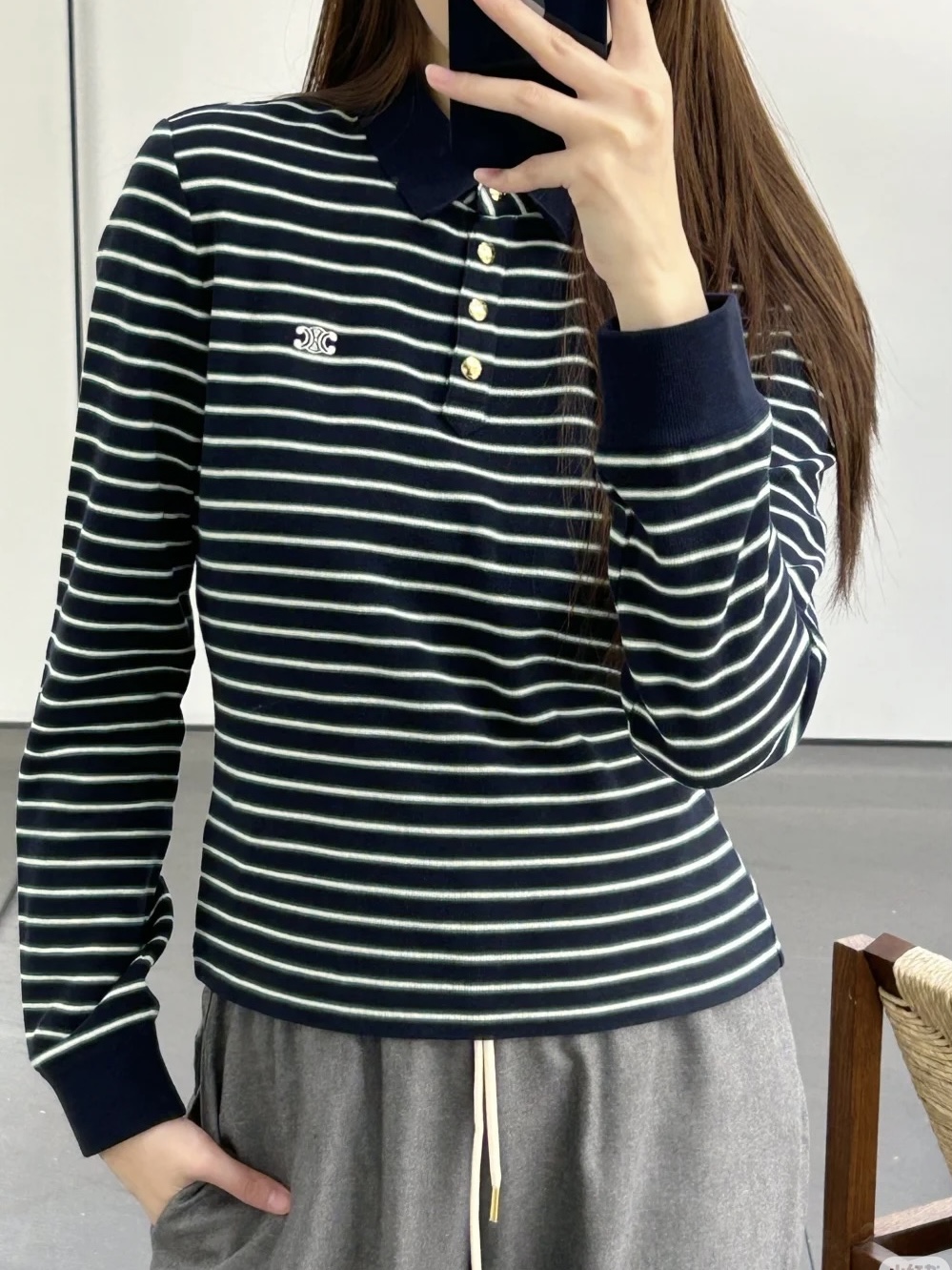 Celine Triomphe Polo In Striped Jersey - Image 4