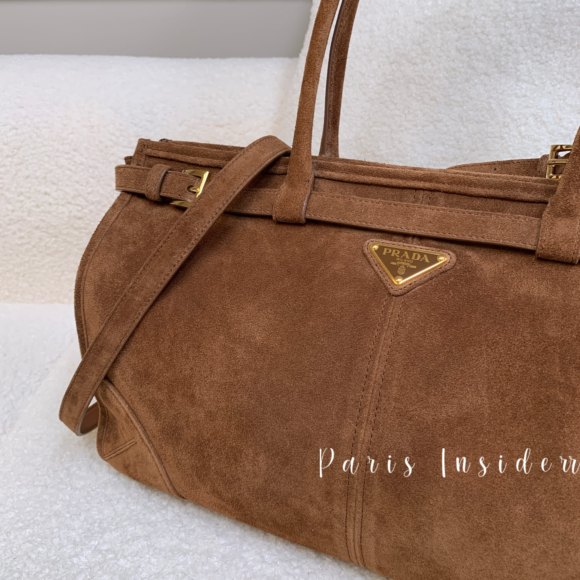 Prada Bonnie large suede handbag - Cocoa Brown 可可棕 - Image 3