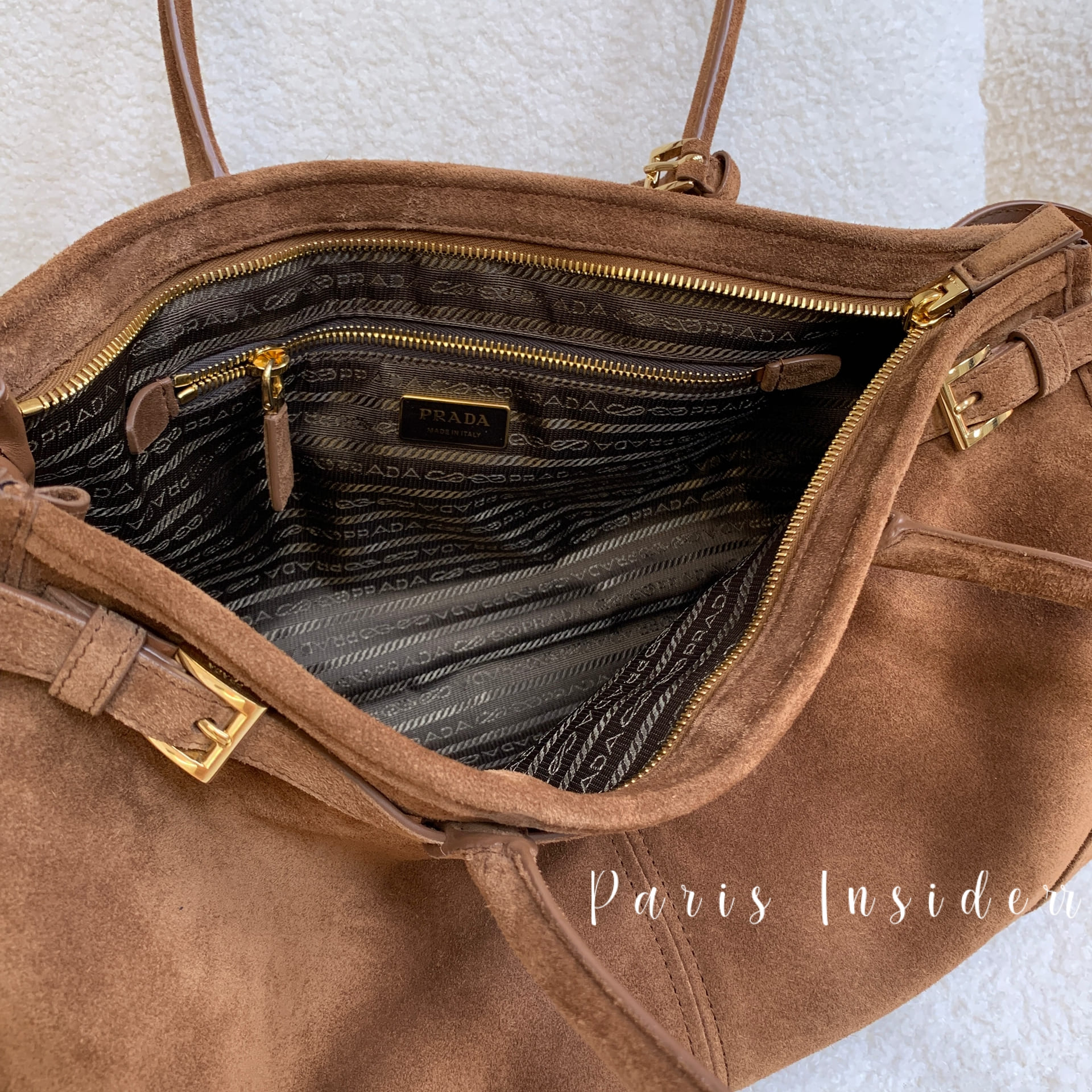 Prada Bonnie large suede handbag - Cocoa Brown 可可棕 - Image 4