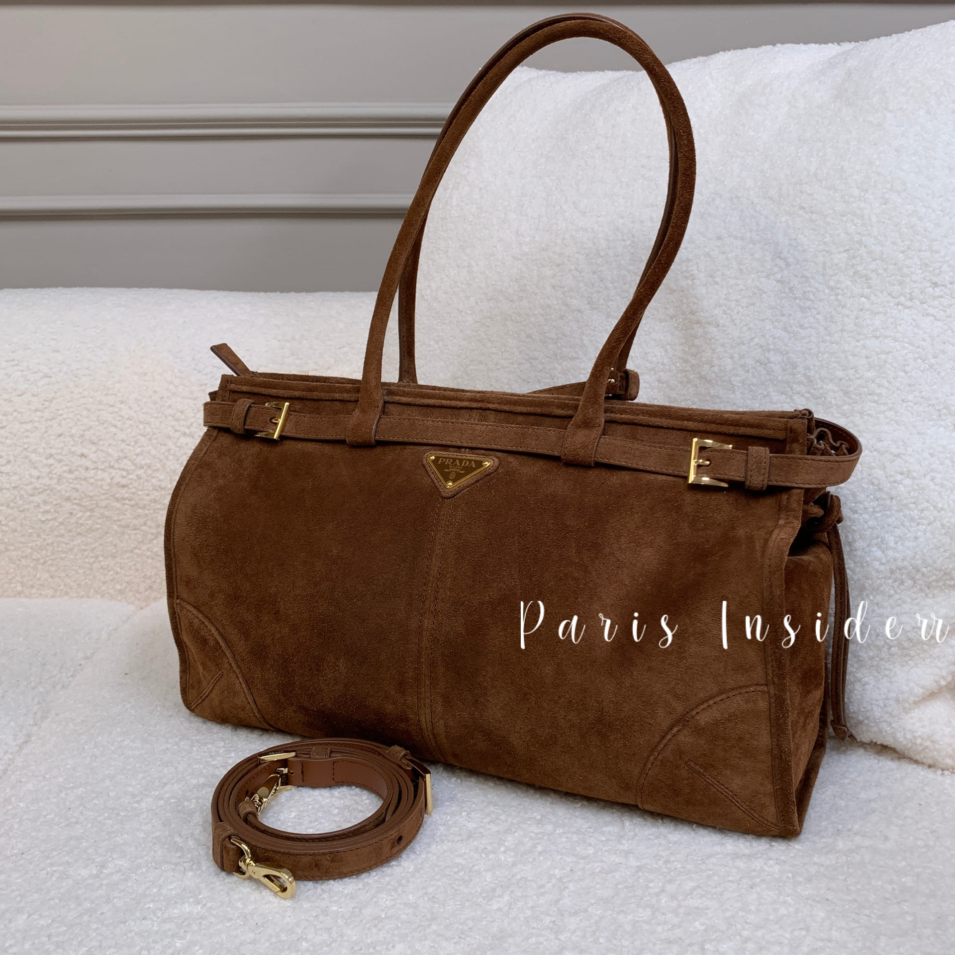 Prada Bonnie large suede handbag - Cocoa Brown 可可棕 - Image 2