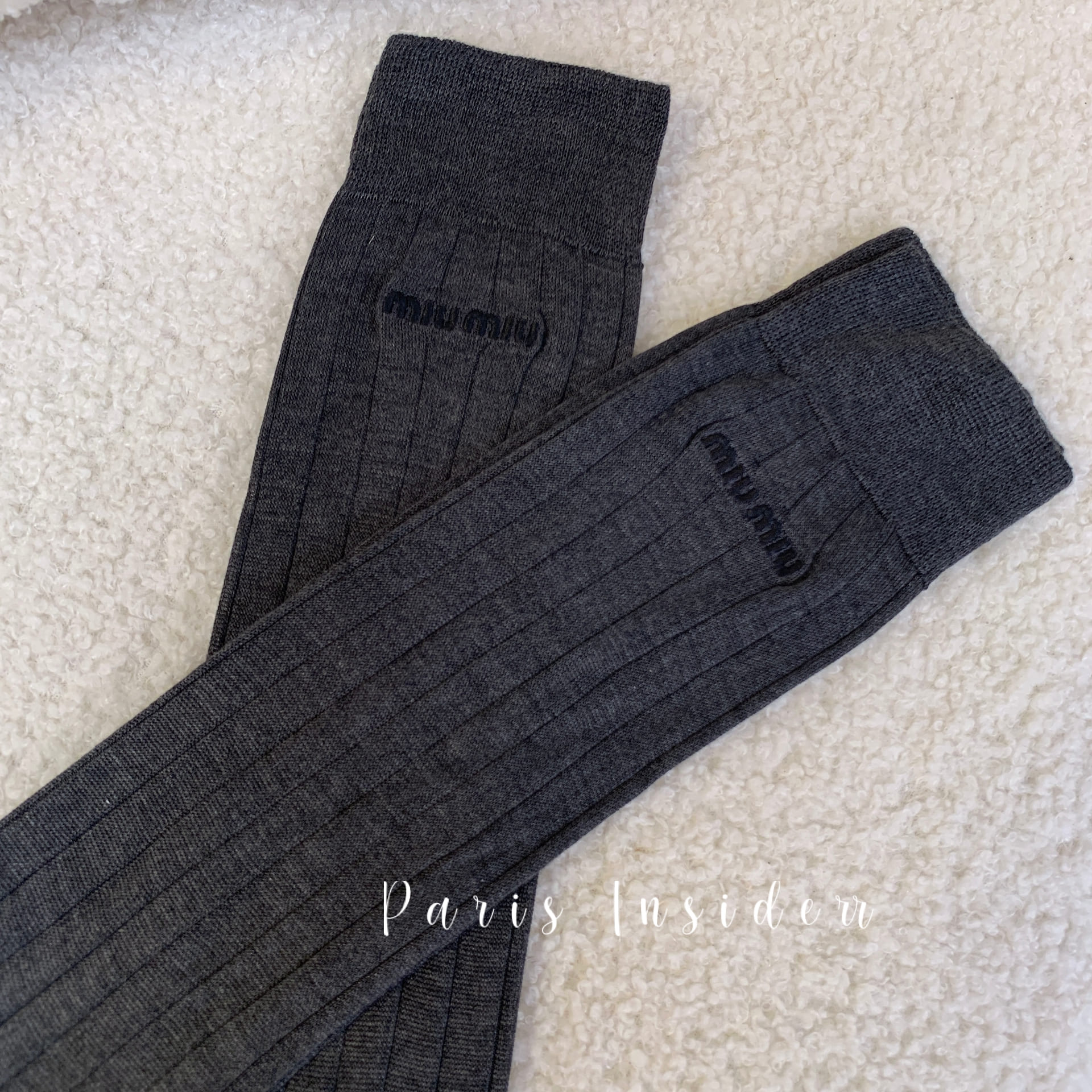 Miu Miu Silk Socks - Gray 灰 - Image 2