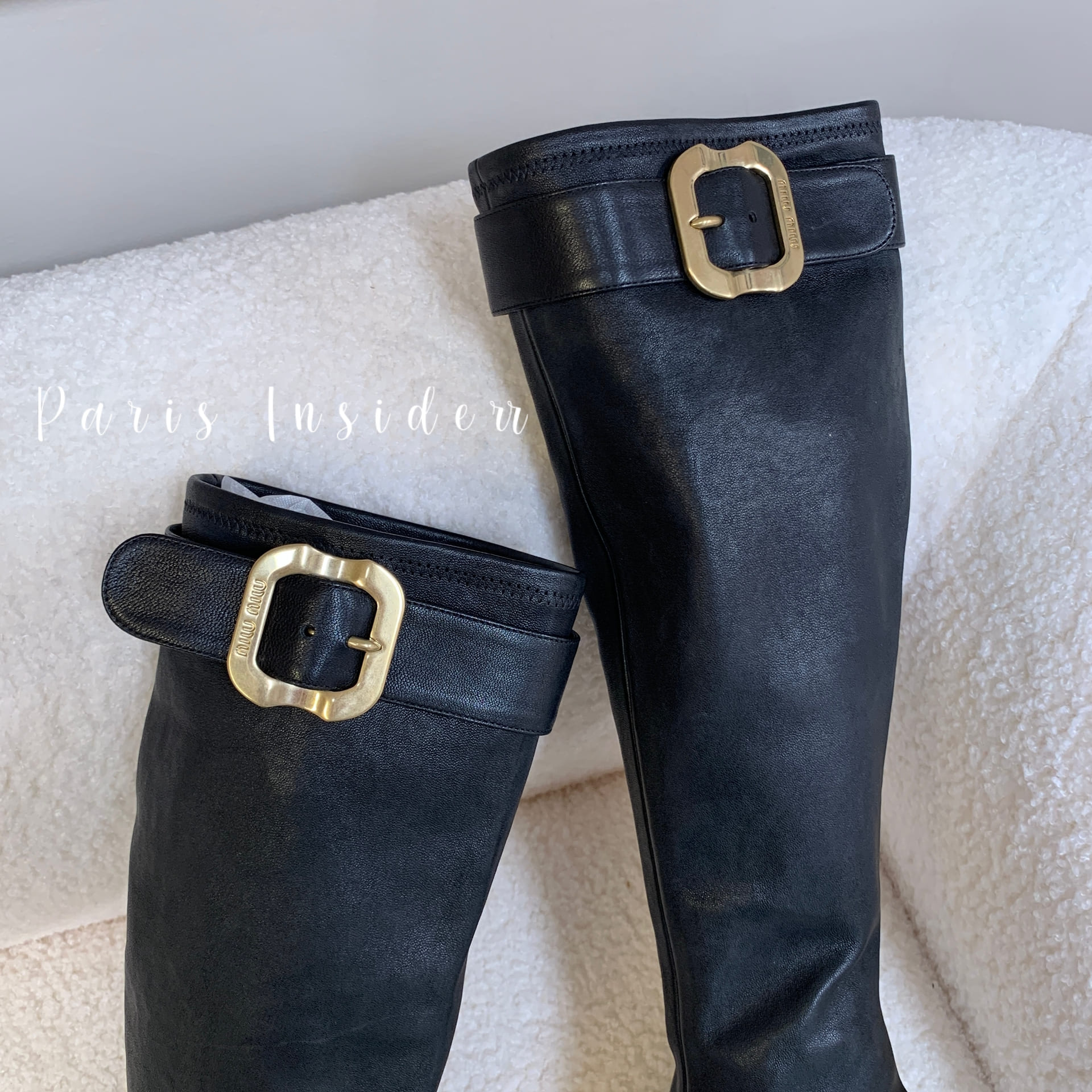 Miu Miu Nappa Leather Boots With Buckle - Black 黑 - Image 2