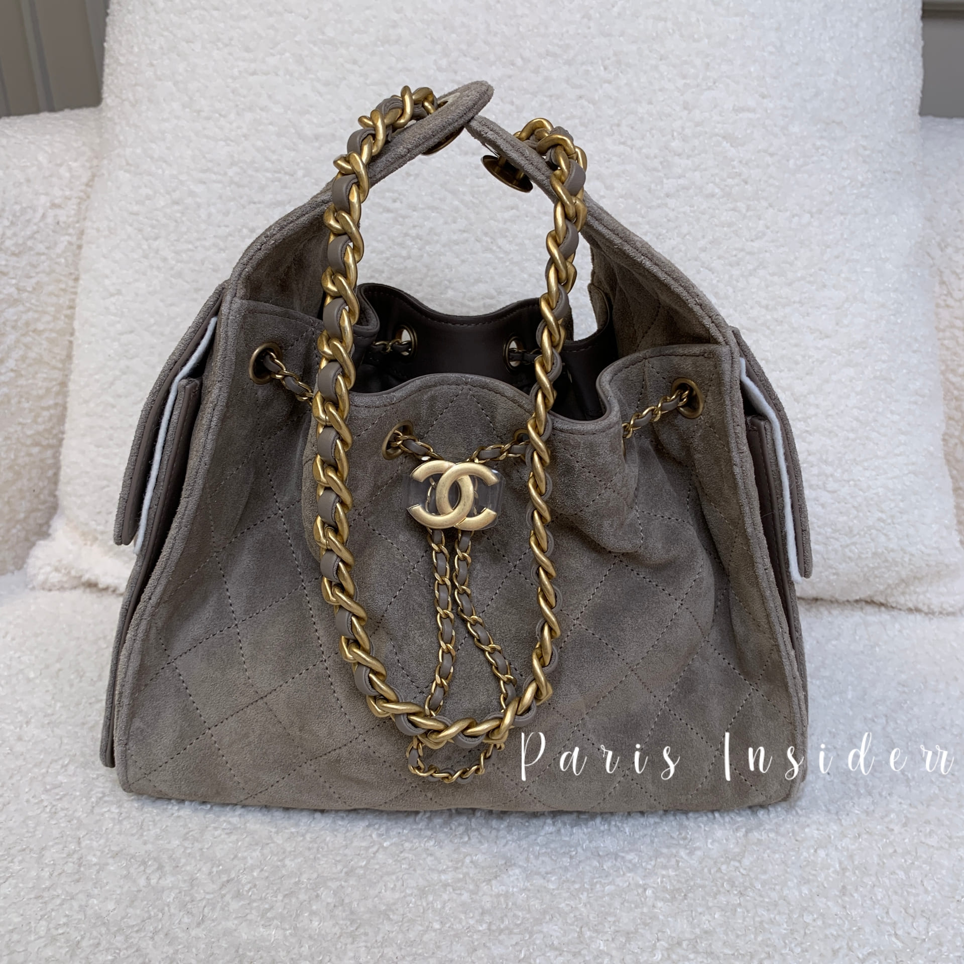 Chanel 25 Suede Hobo Bag S size - Grey Brown 灰棕色