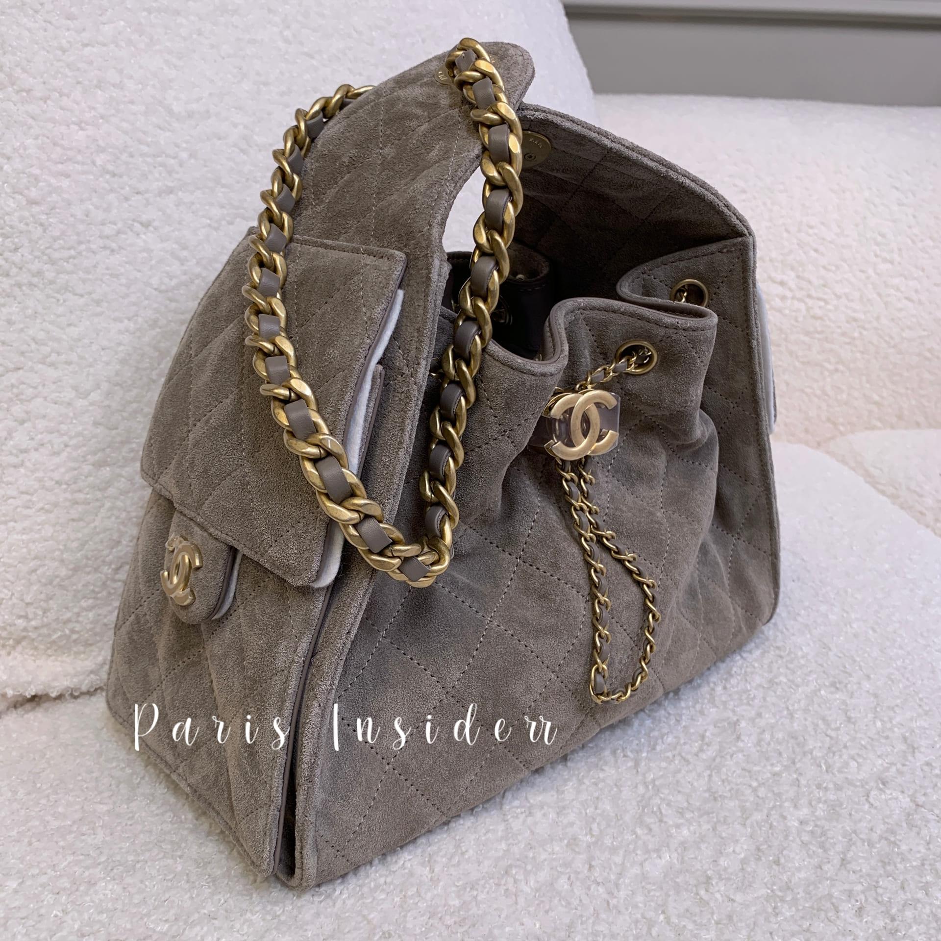 Chanel 25 Suede Hobo Bag S size - Grey Brown 灰棕色 - Image 2