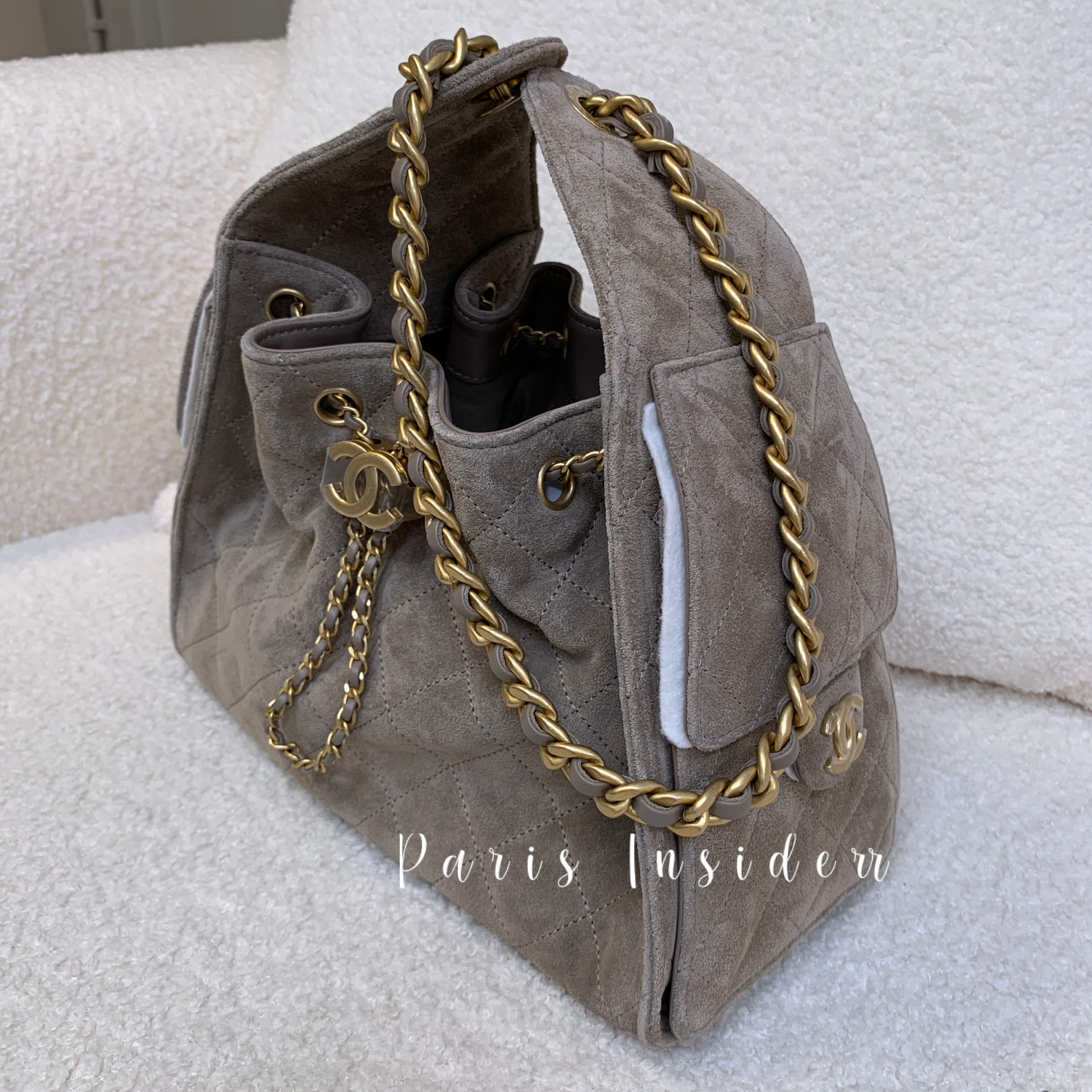 Chanel 25 Suede Hobo Bag S size - Grey Brown 灰棕色 - Image 3