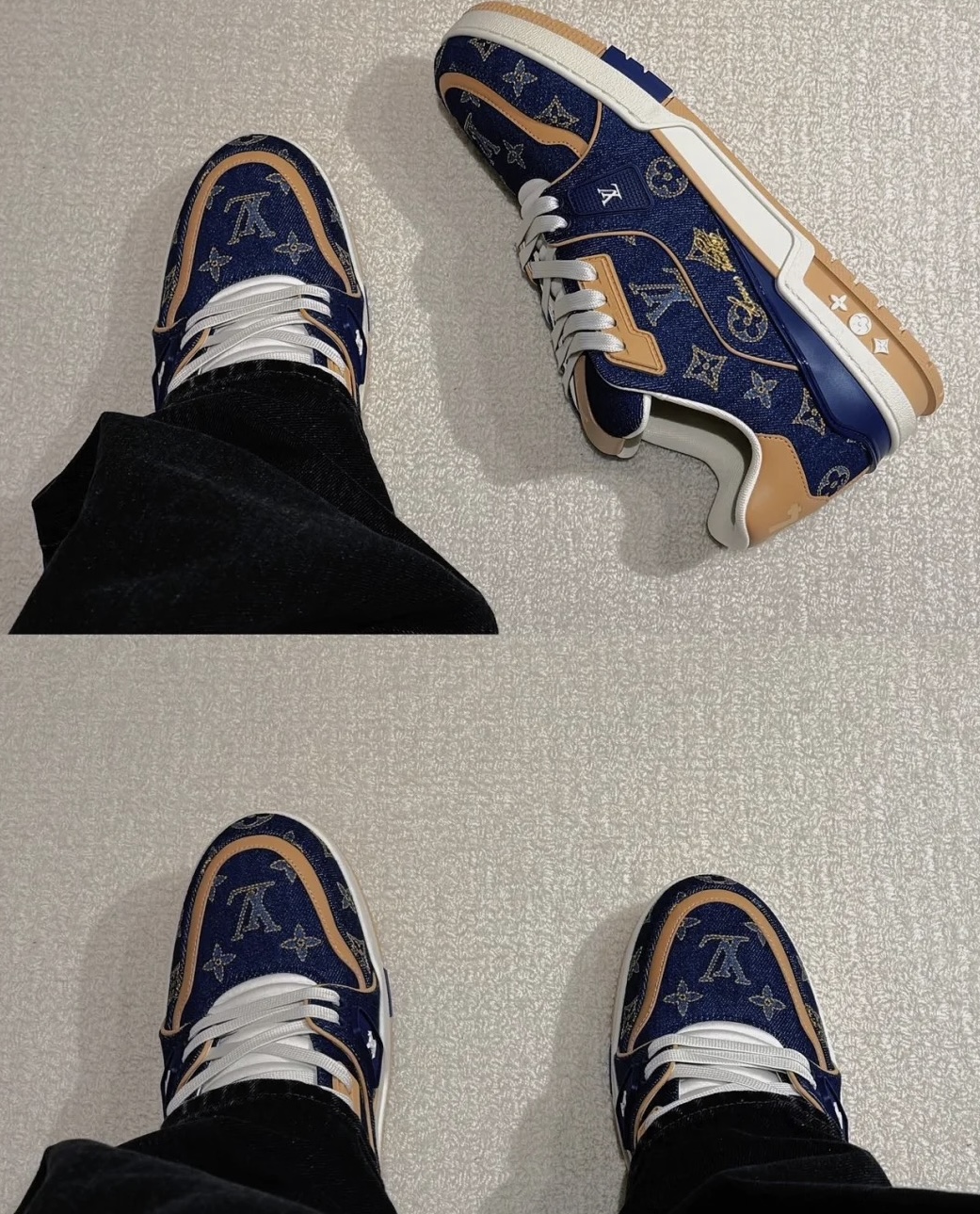 Louis Vuitton Trainer Sneaker with Monogram-embroidered denim - Blue 藍色 - Image 6