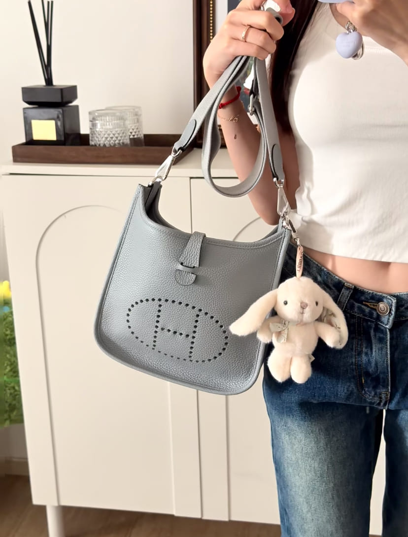 Hermes Evelyne 23 - P0 Gris Pantin PHW - Image 4